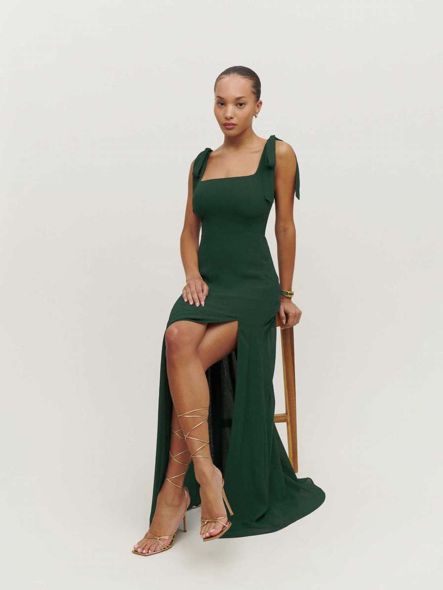 Women's Reformation Westerly Dress Black Green | USA-820657