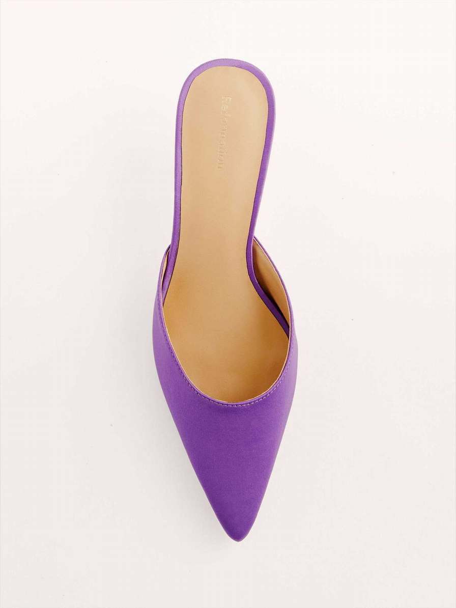 Women's Reformation Wilda Kitten Mules Purple | USA-0815463