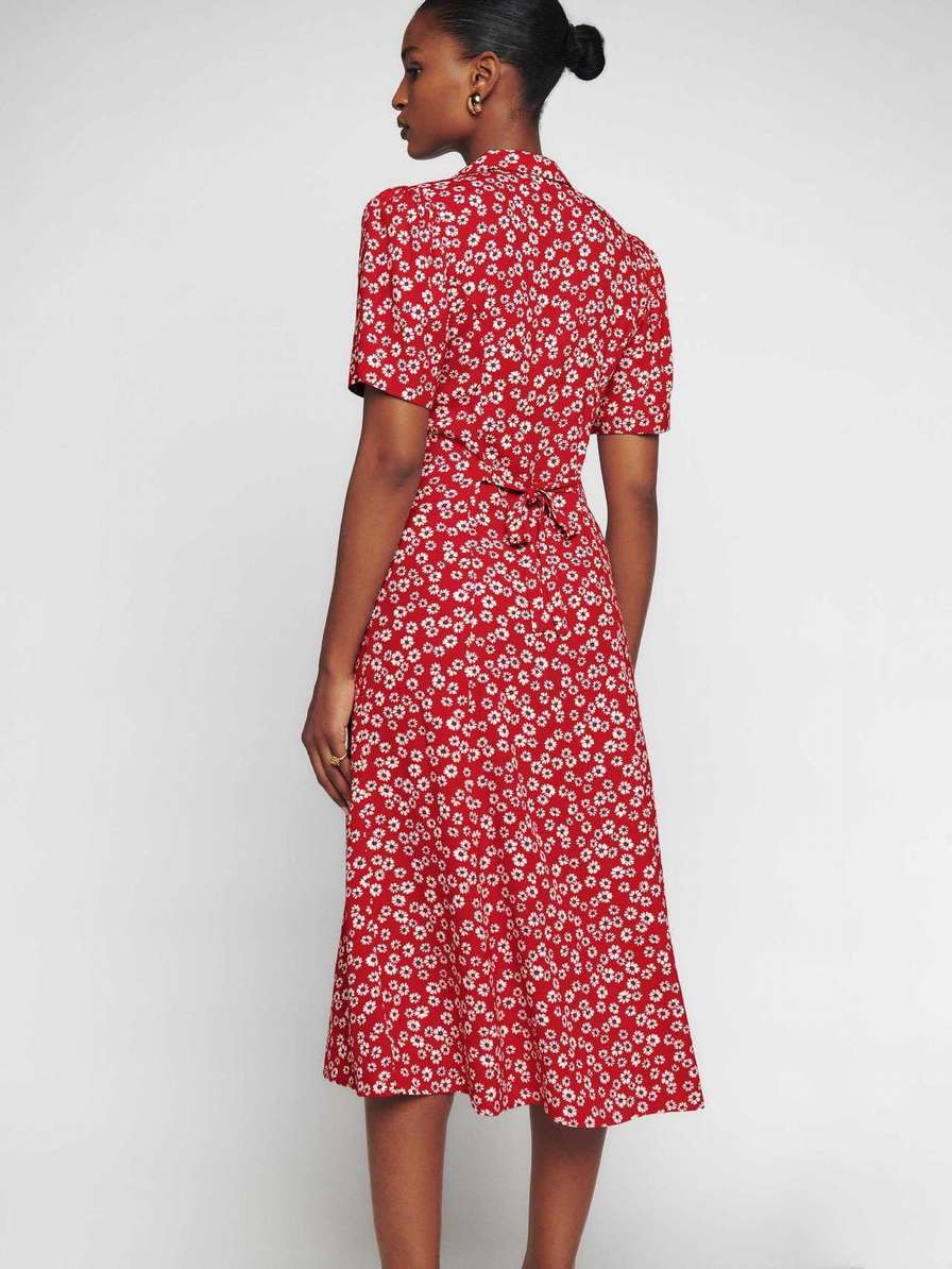 Women's Reformation Wilde Dress Red / Flower | USA-841763