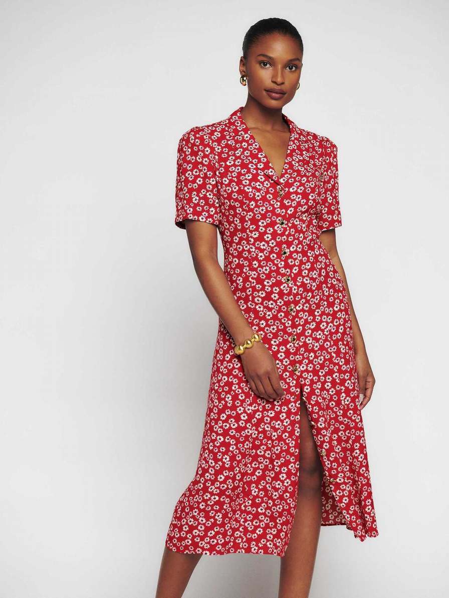 Women's Reformation Wilde Dress Red / Flower | USA-841763