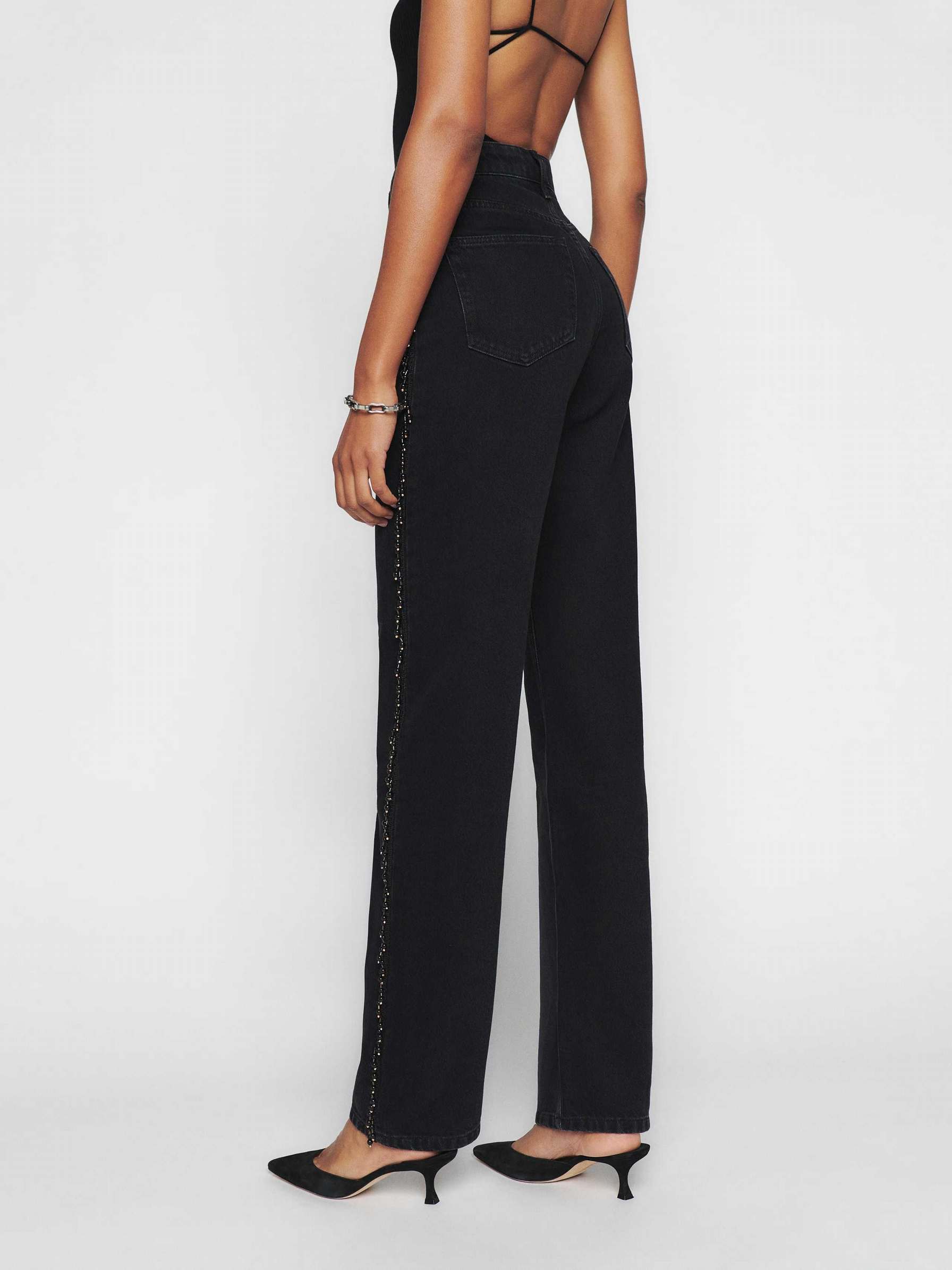 Women's Reformation Wilder High Rise Wide Leg Jeans Black | USA-064518