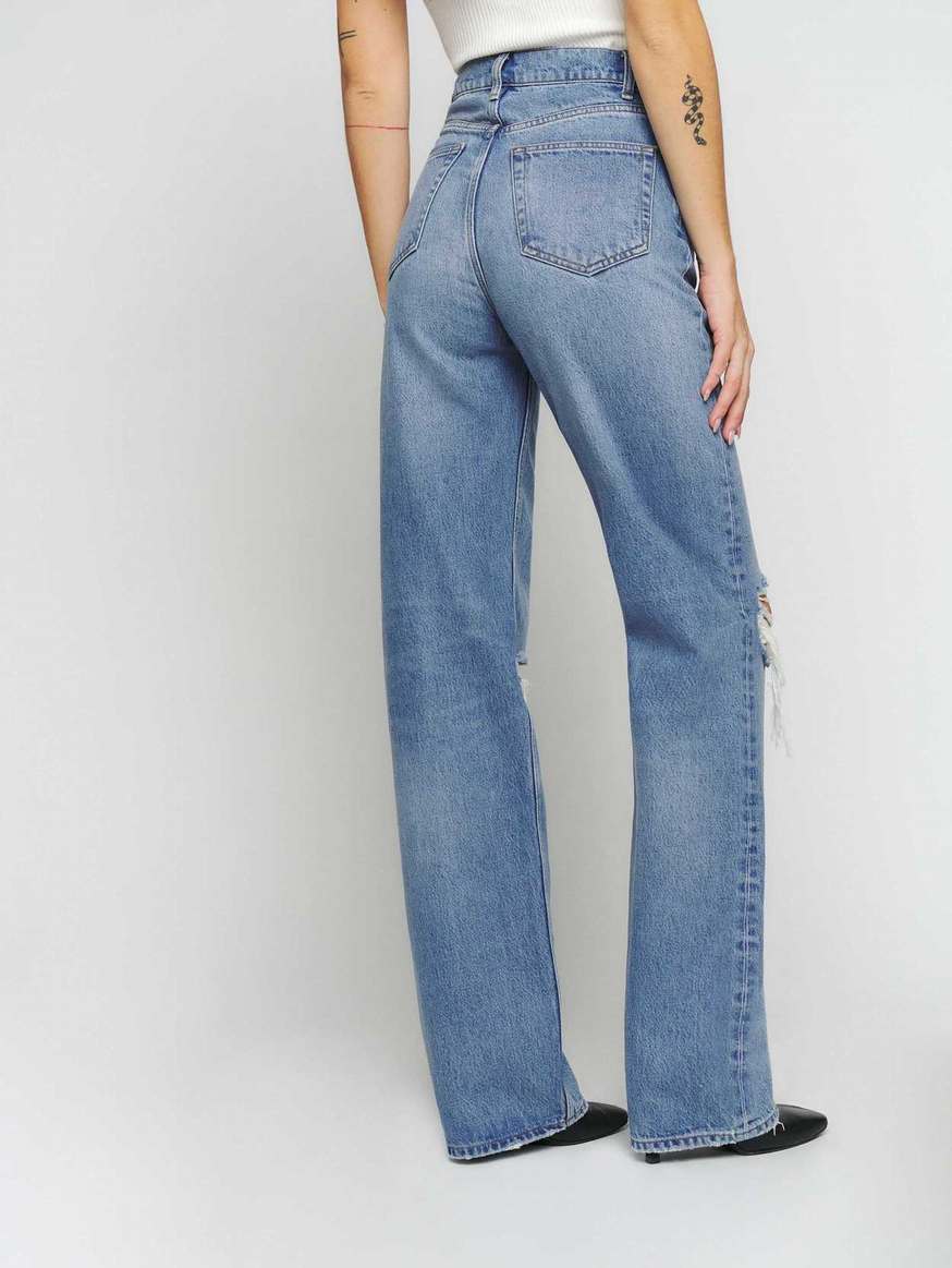 Women's Reformation Wilder High Rise Wide Leg Jeans Azure | USA-073842