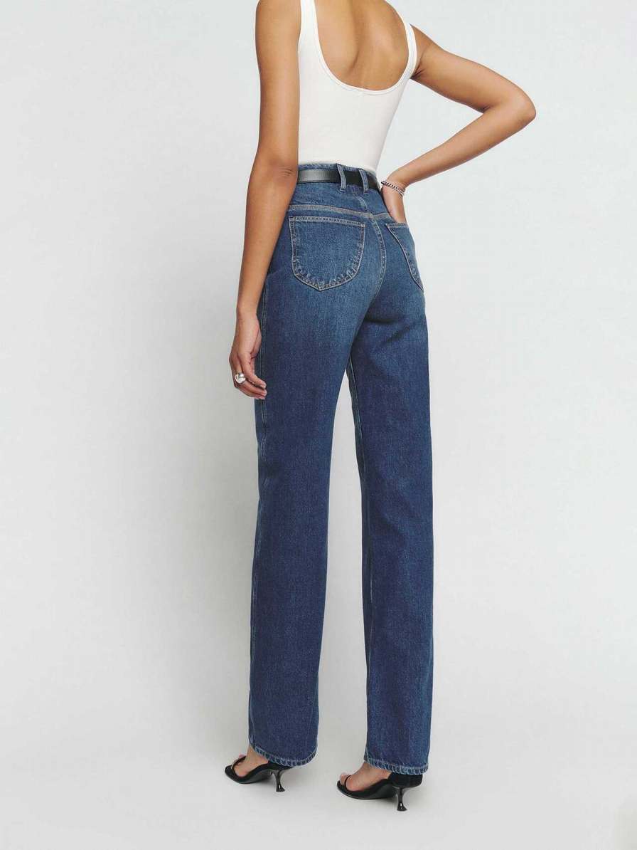 Women's Reformation Wilder High Rise Wide Leg Jeans Blue | USA-1750362