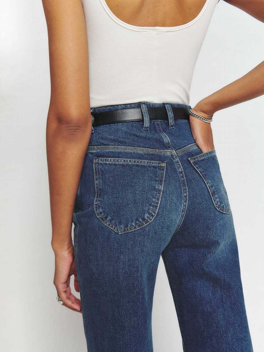 Women's Reformation Wilder High Rise Wide Leg Jeans Blue | USA-1750362