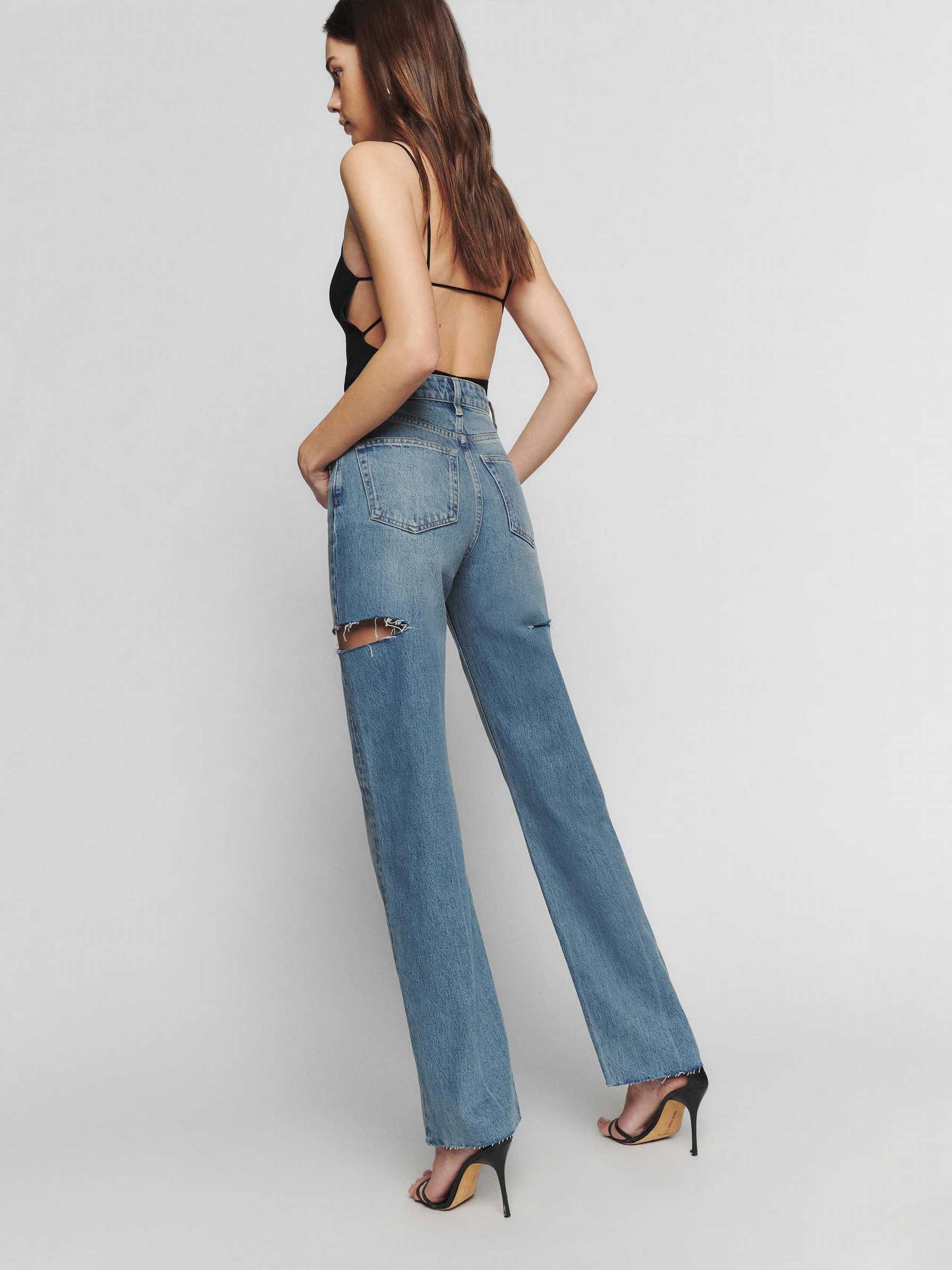 Women's Reformation Wilder High Rise Wide Leg Jeans Blue | USA-235786