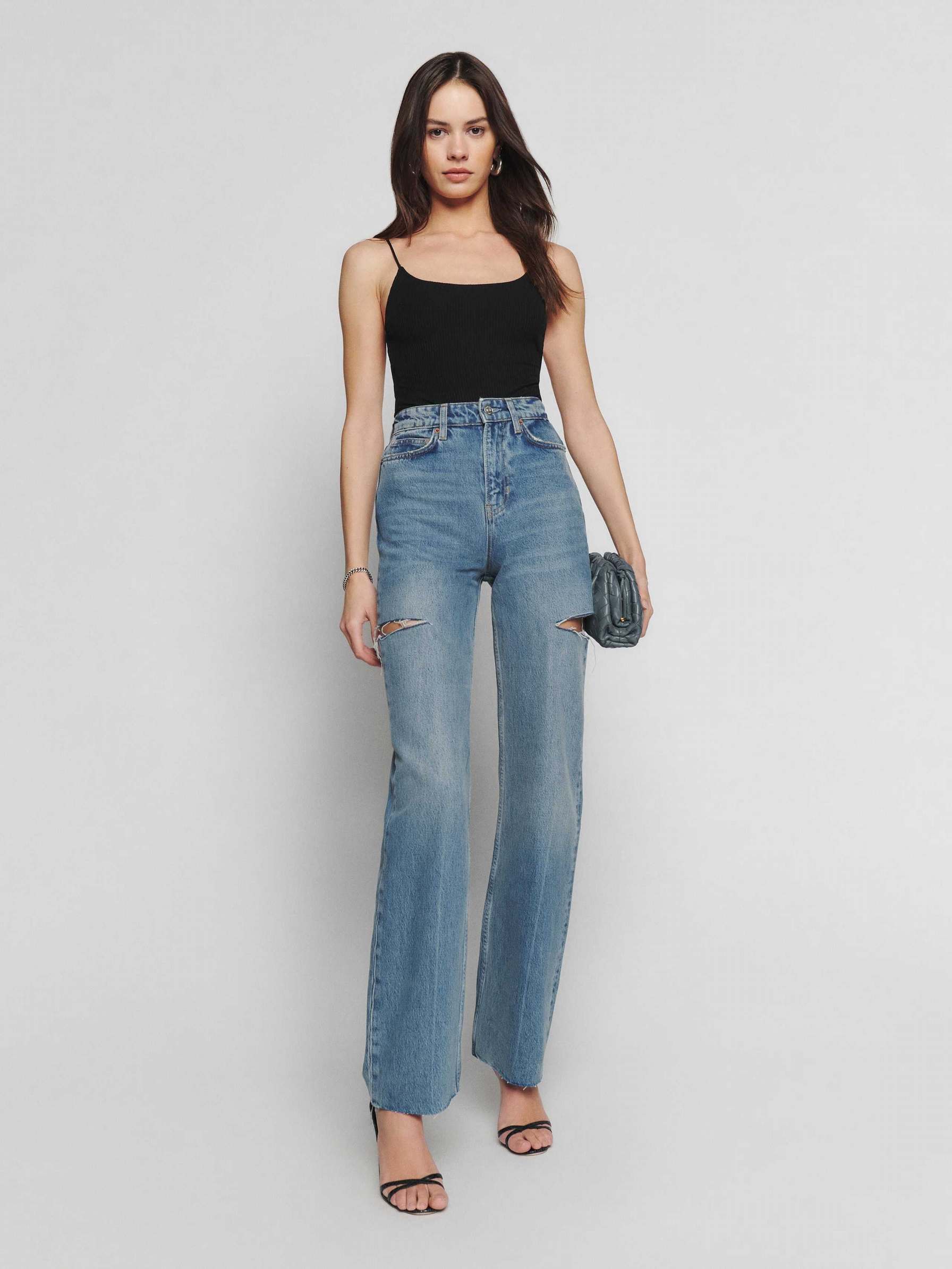 Women's Reformation Wilder High Rise Wide Leg Jeans Blue | USA-235786