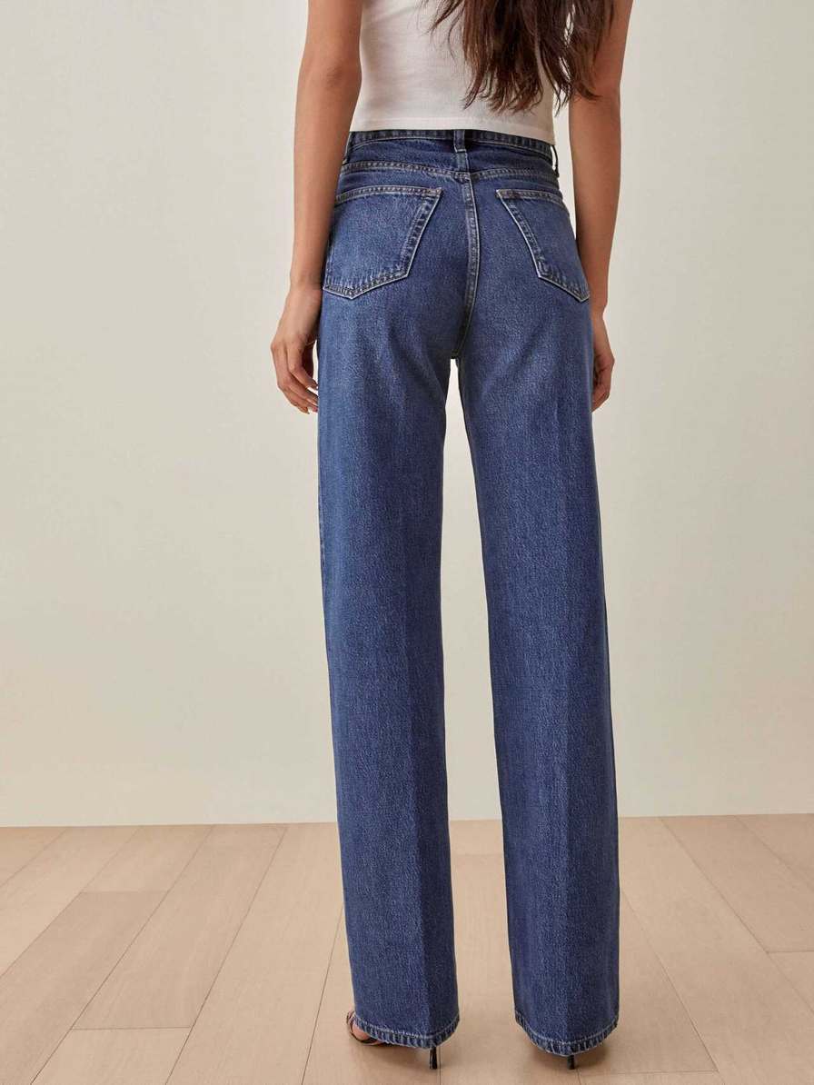 Women's Reformation Wilder High Rise Wide Leg Jeans Blue | USA-486571