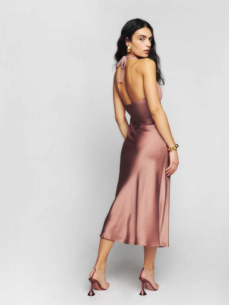 Women's Reformation Wyn Silk Dress Rose Gold | USA-105623