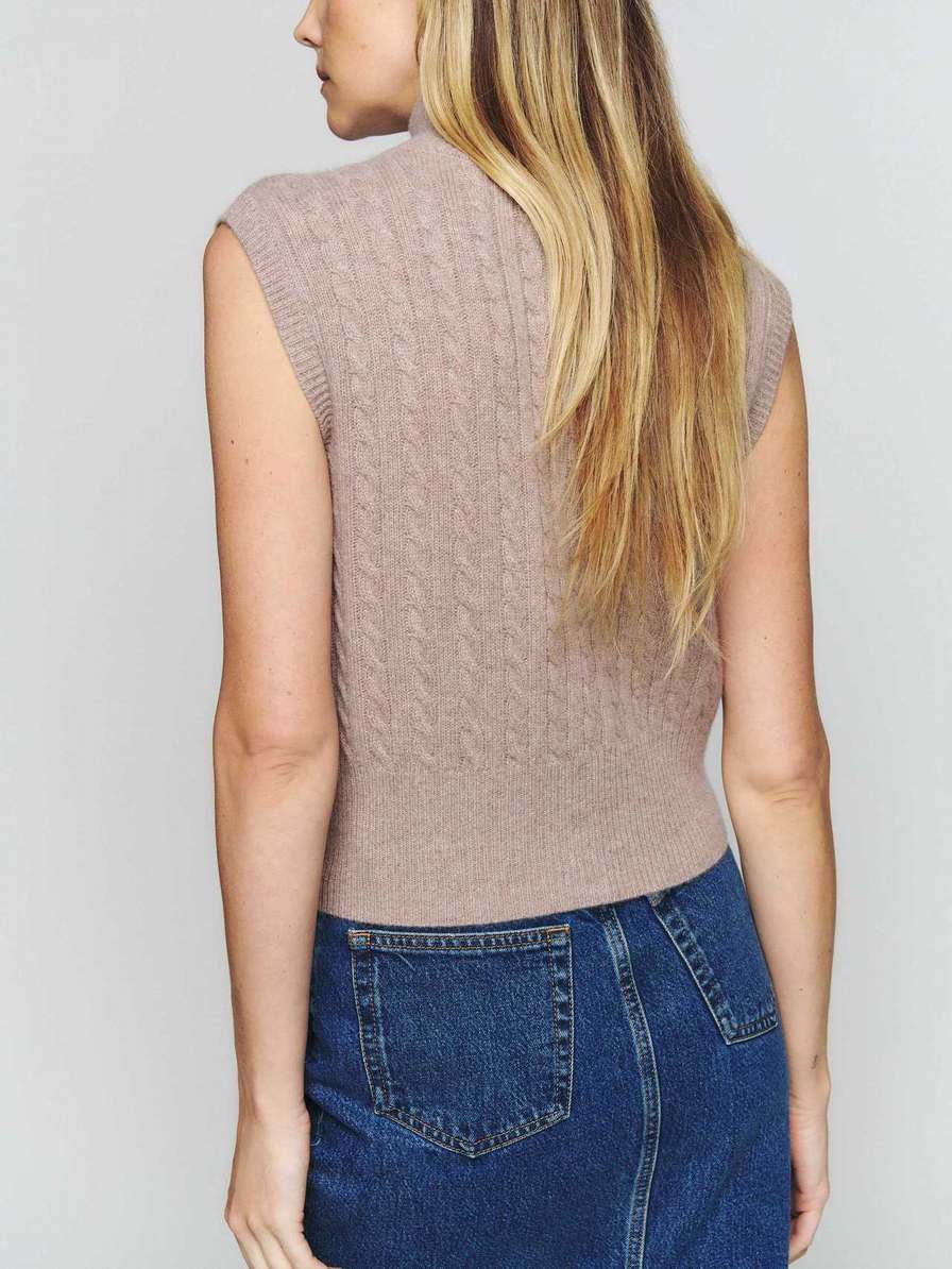 Women's Reformation Xenia Cashmere Sleeveless Sweater Beige | USA-5146287