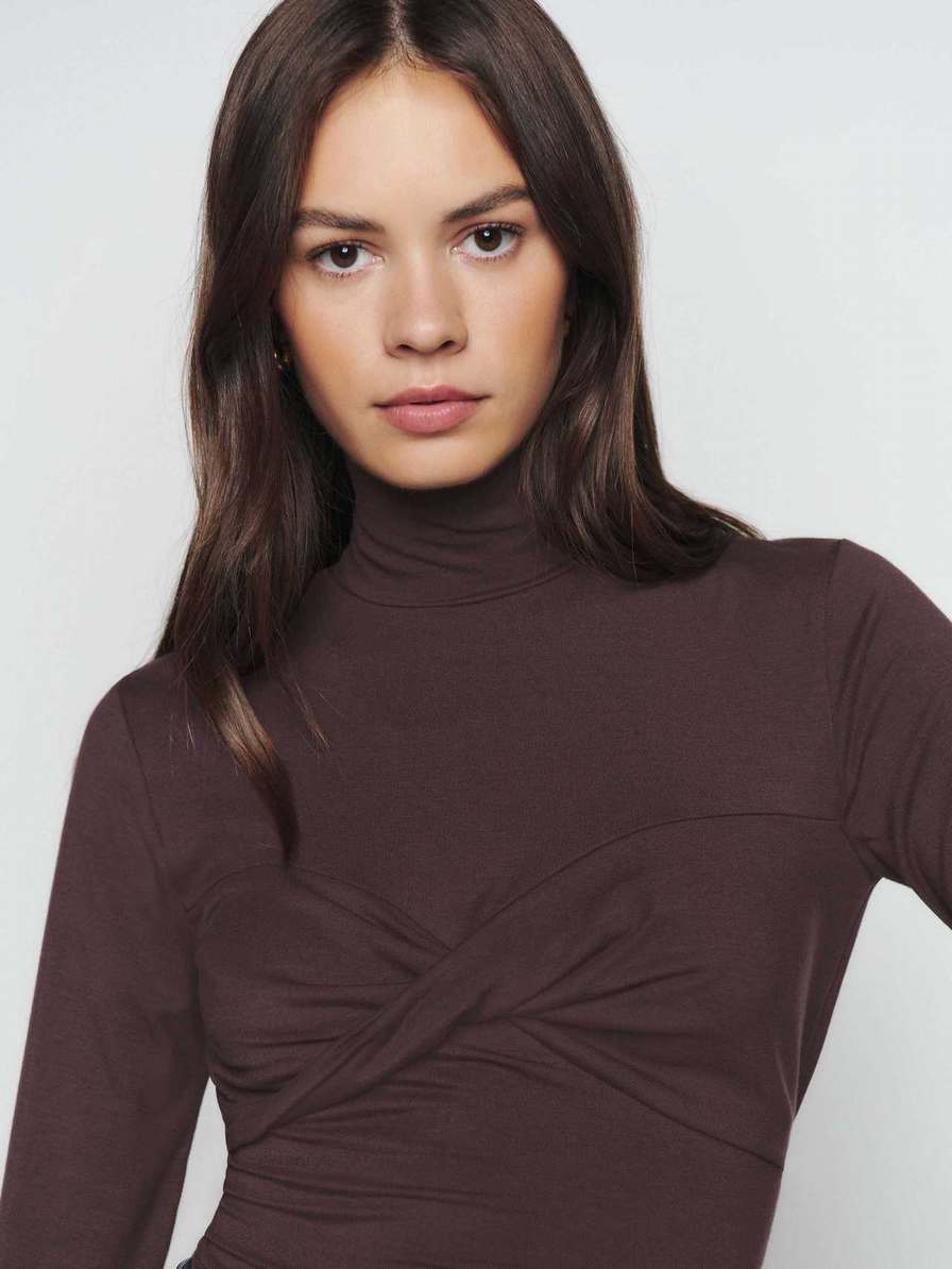 Women's Reformation Zaire Knit Tops Coffee | USA-812567