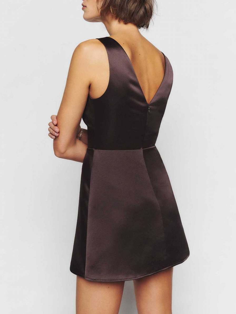 Women's Reformation Zenni Dress Chocolate | USA-051683