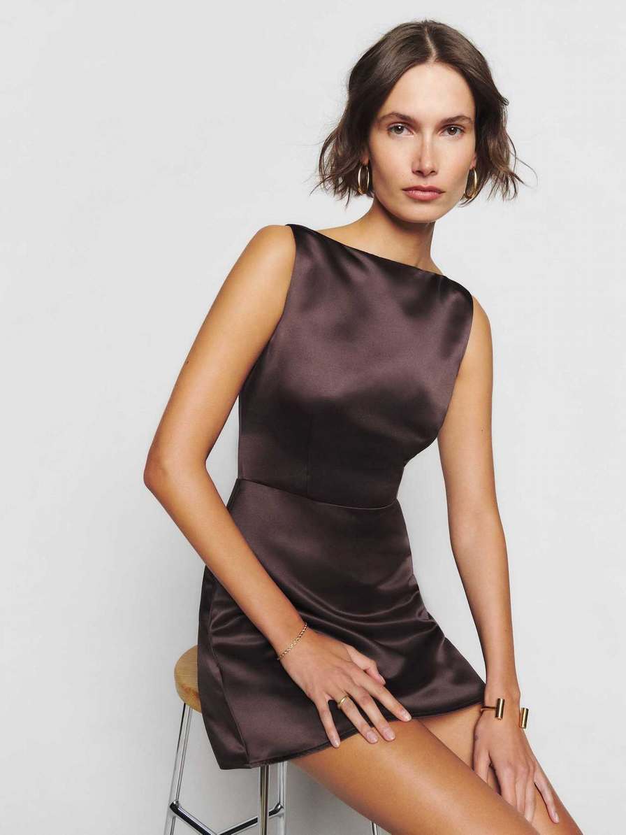 Women's Reformation Zenni Dress Chocolate | USA-051683