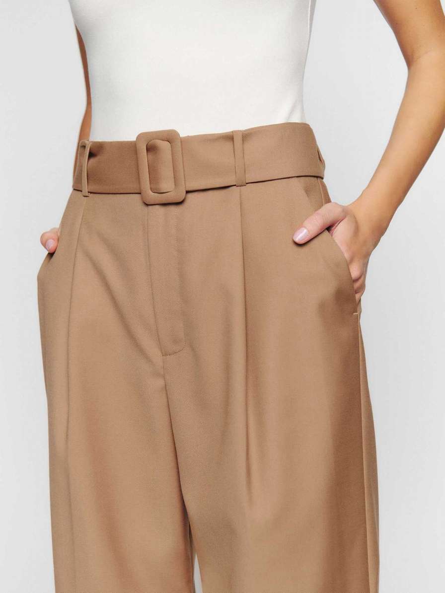 Women's Reformation Zion Pants Khaki | USA-103768