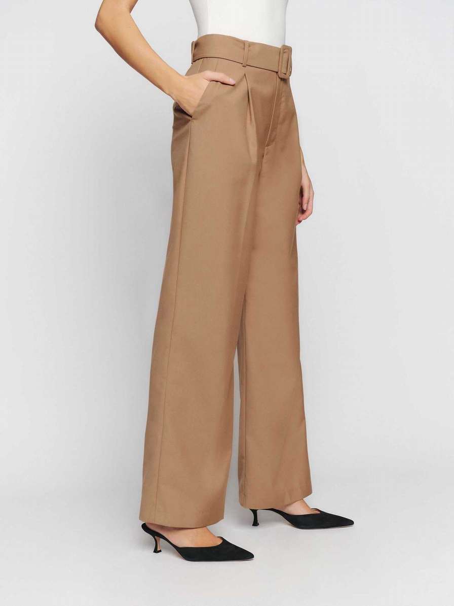 Women's Reformation Zion Pants Khaki | USA-103768