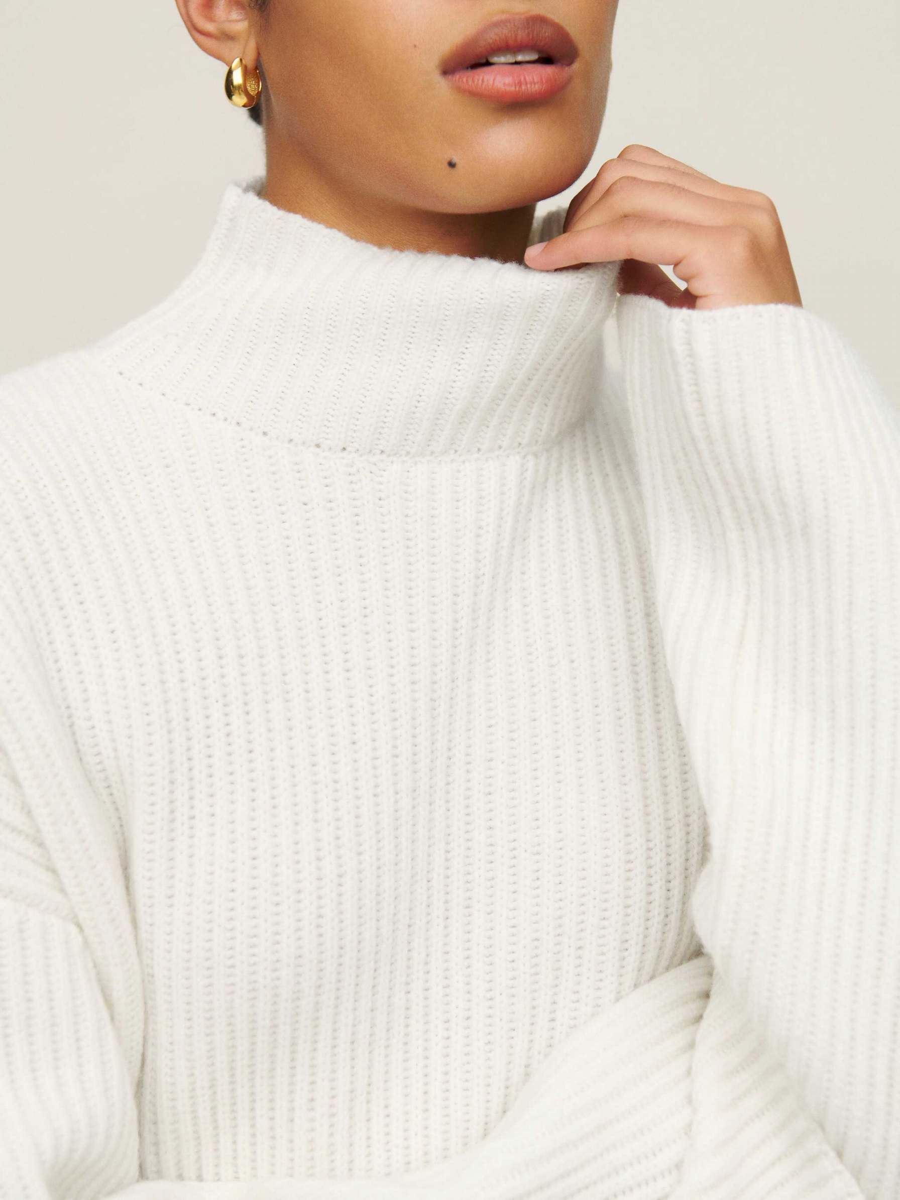 Women's Reformation Zucca Regenerative Wool Sweater White | USA-071285