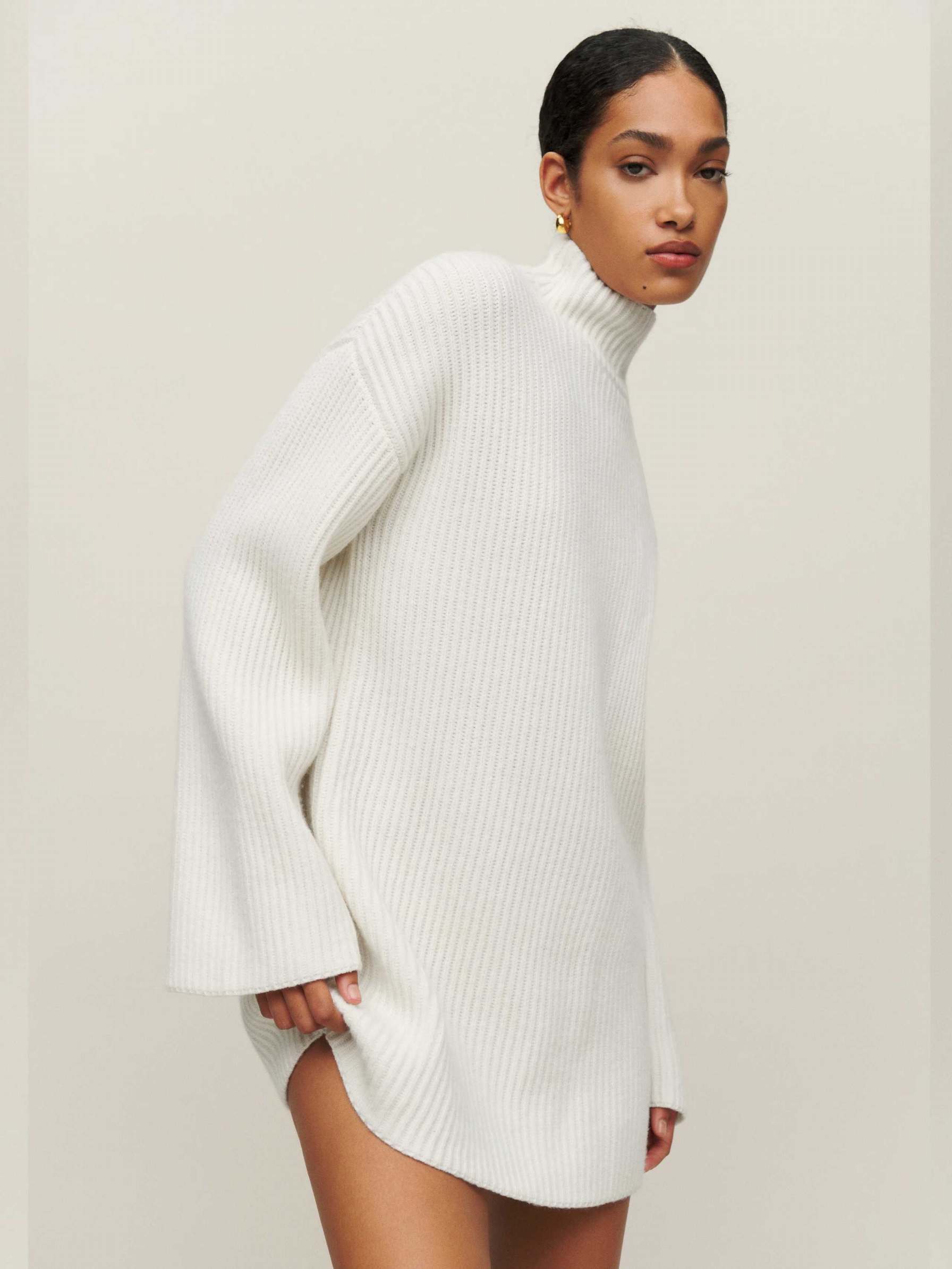 Women's Reformation Zucca Regenerative Wool Sweater White | USA-071285