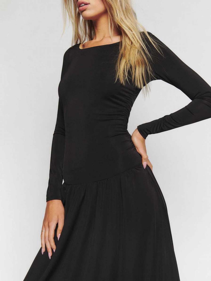 Women's Reformation Zumi Knit Dress Black | USA-658147