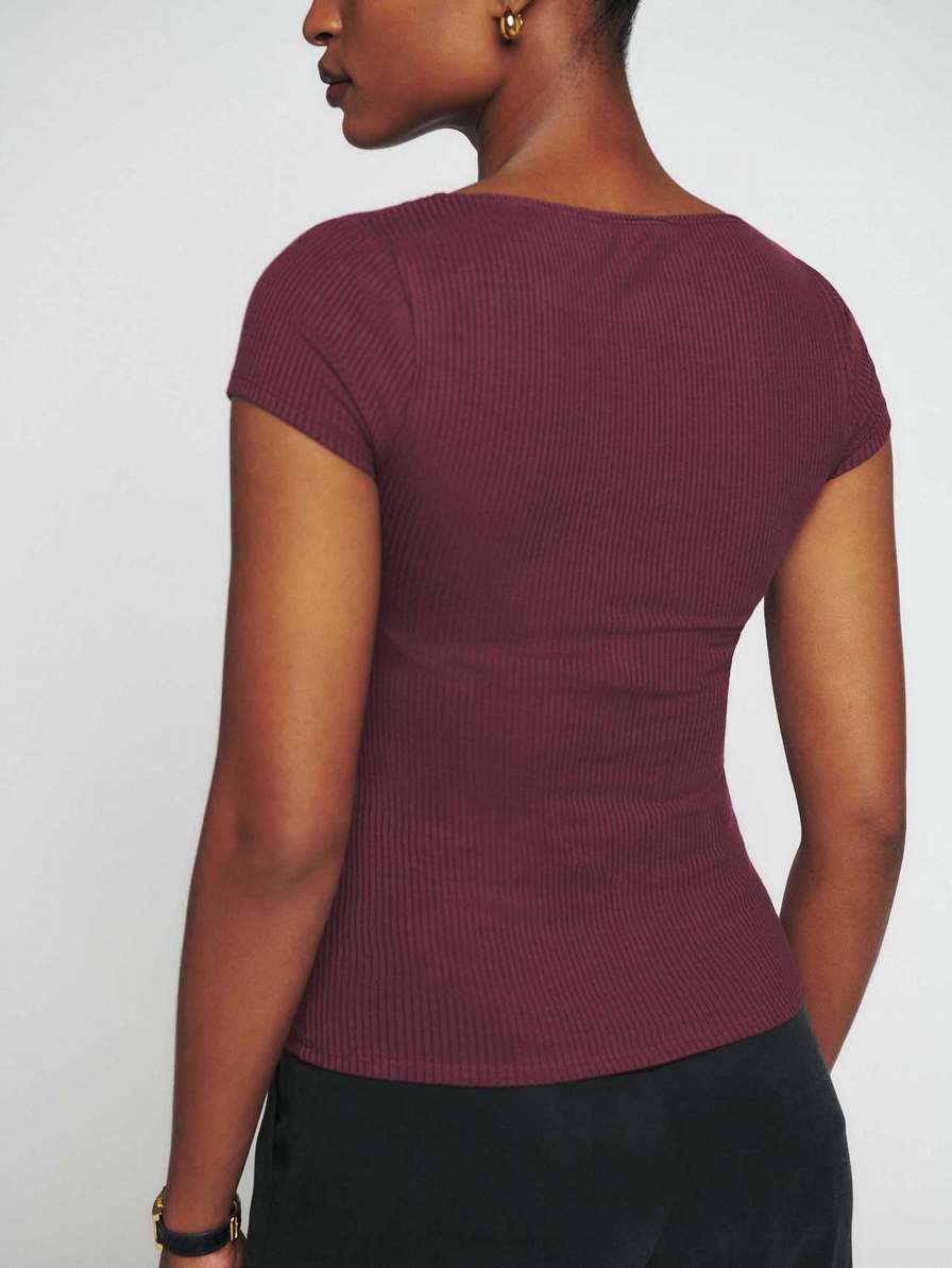 Women's Reformation Zya Knit Tops Purple | USA-5203746