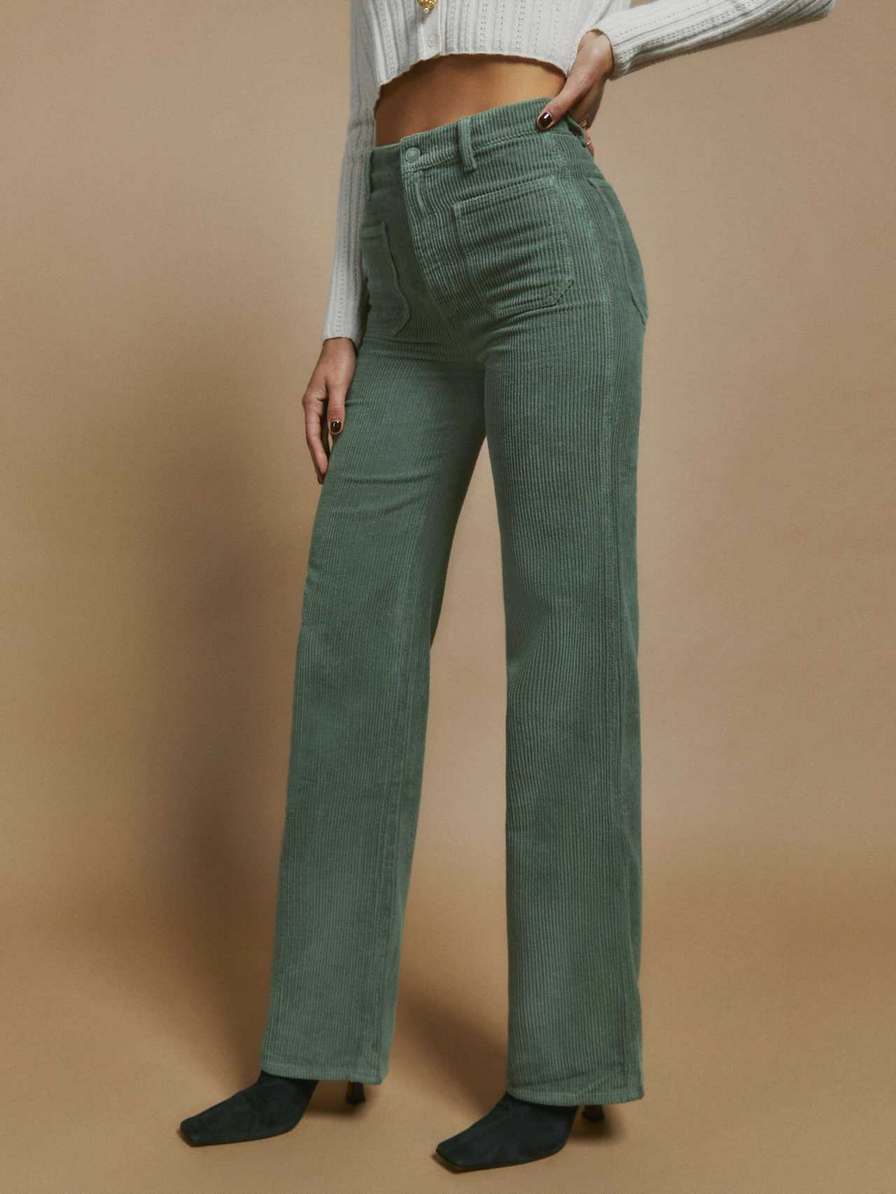 Women's Reformation Alyssa Pants Dark Green | USA-408563