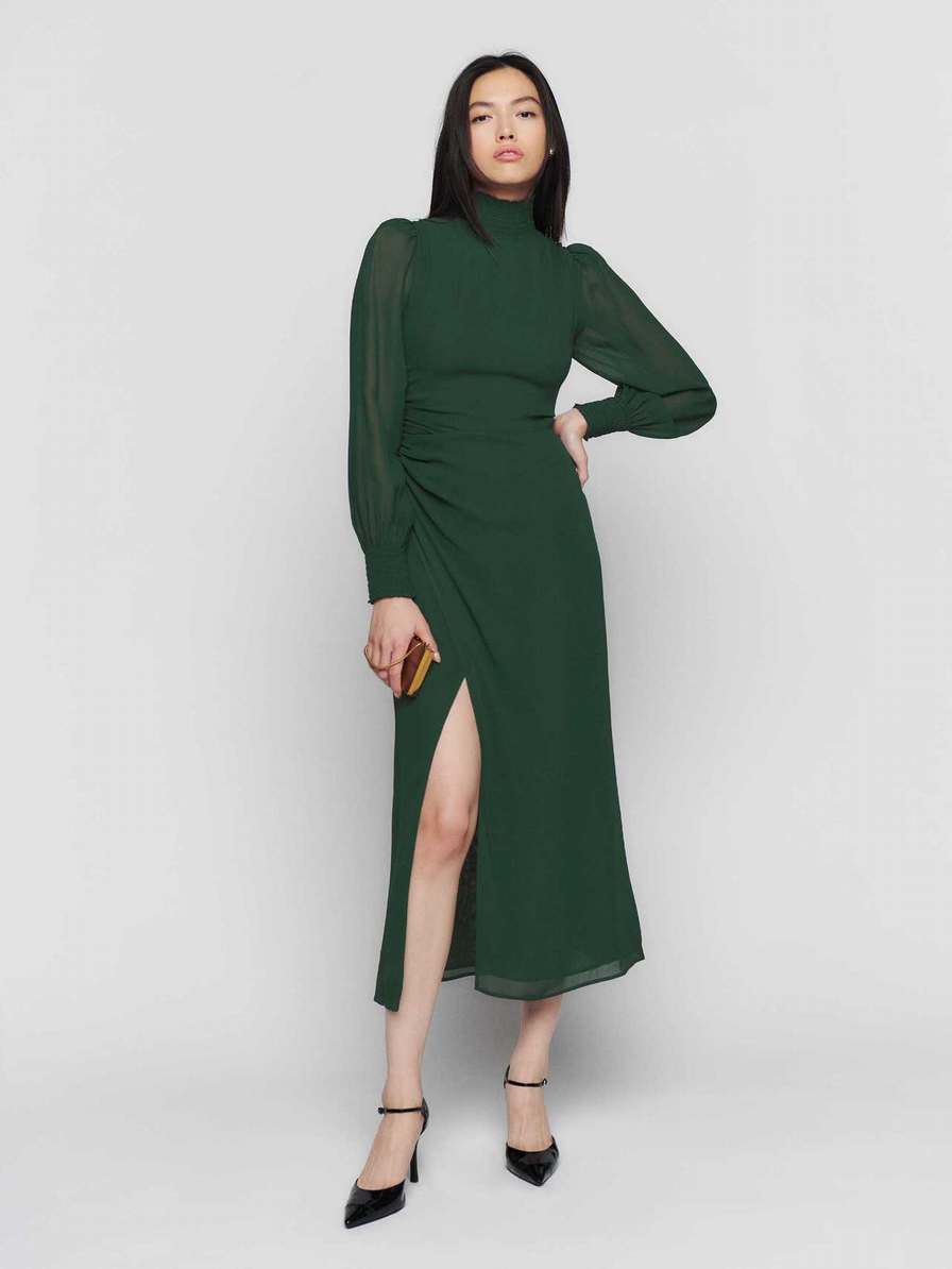 Women's Reformation Aude Dress Black Green | USA-6580734