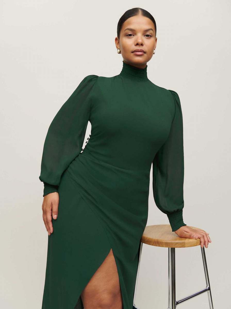 Women's Reformation Aude Es Dress Black Green | USA-064253