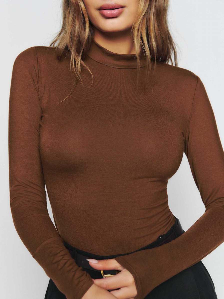 Women's Reformation Bailey Knit Tops Brown | USA-643175