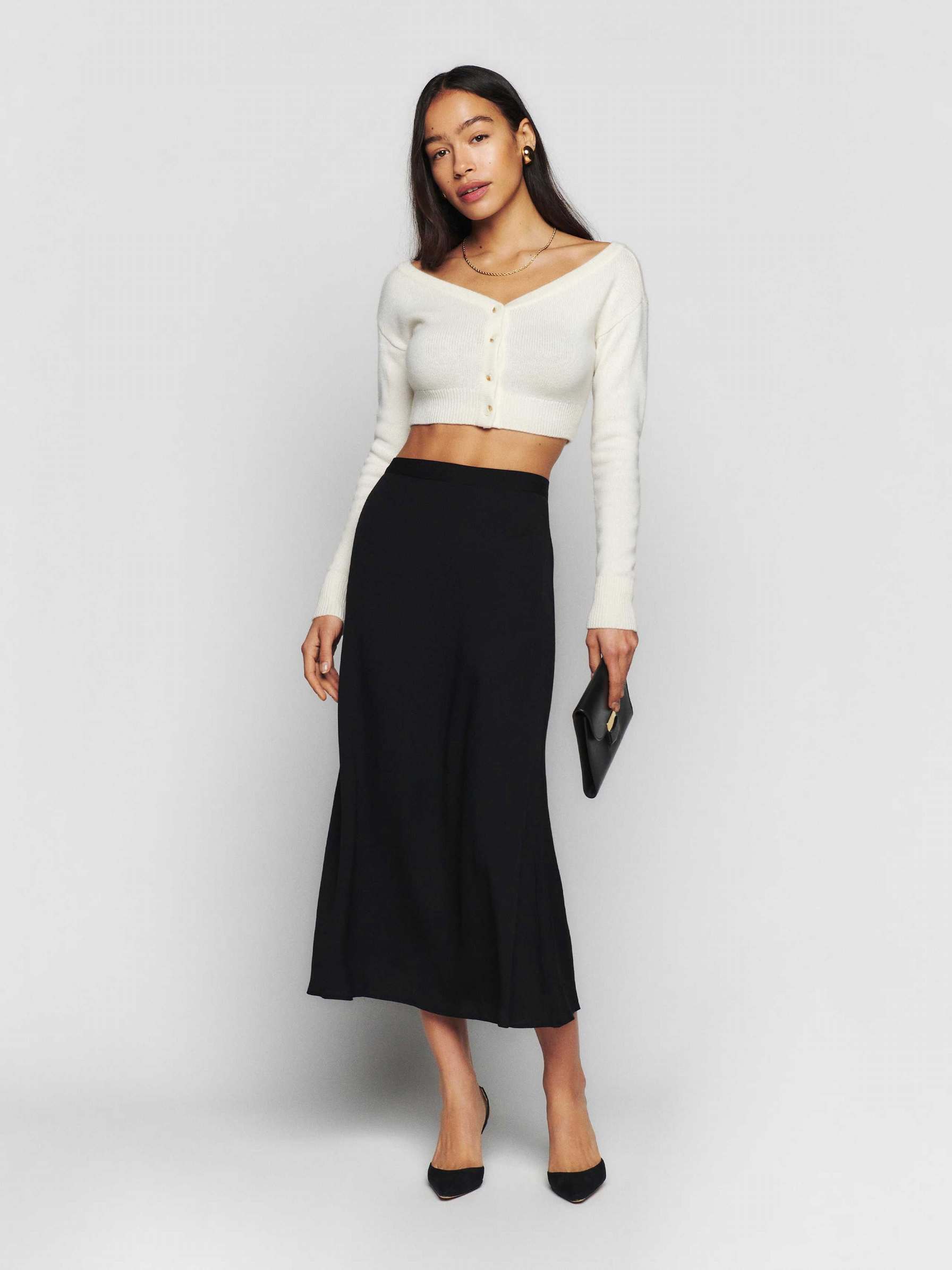 Women's Reformation Bea Skirts Black | USA-862543