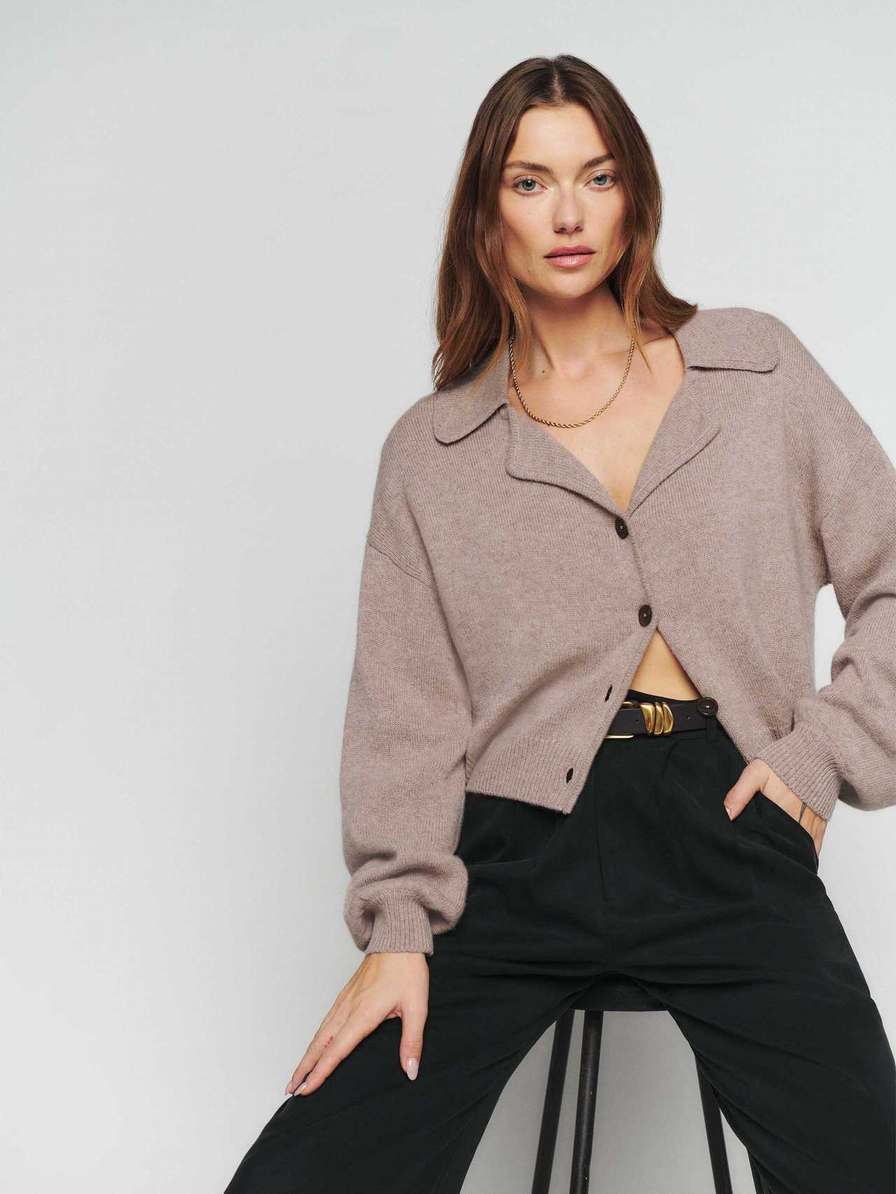 Women's Reformation Benny Cashmere Cardigan Beige | USA-4678135