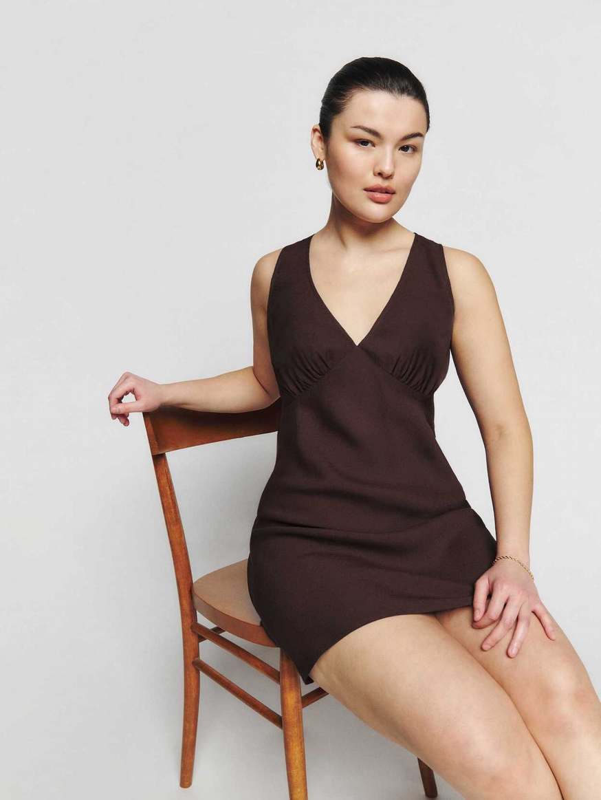 Women's Reformation Calix Dress Coffee | USA-543681