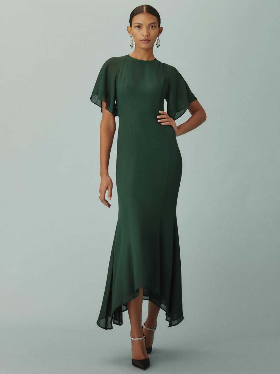 Women's Reformation Carletta Dress Black Green | USA-3427180