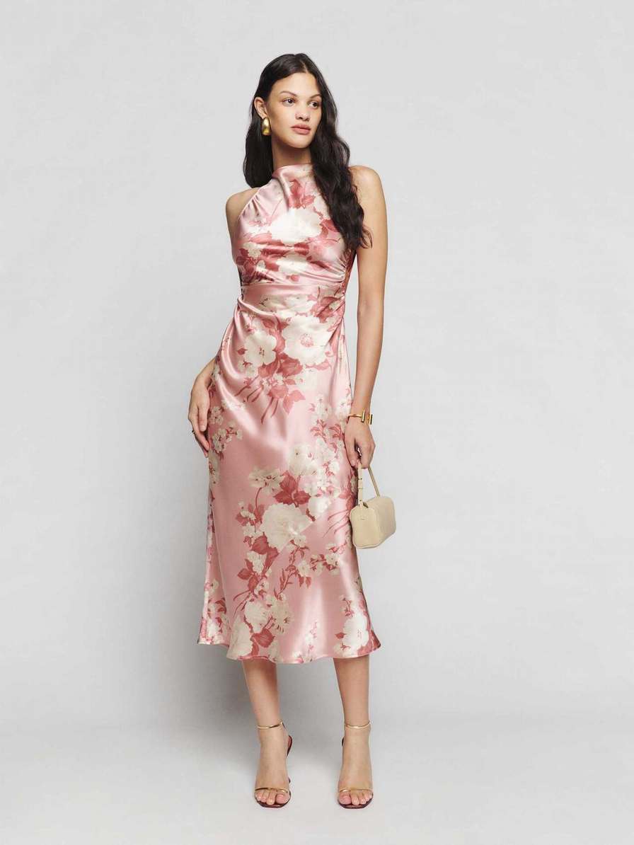 Women's Reformation Casette Silk Dress Flower | USA-547620