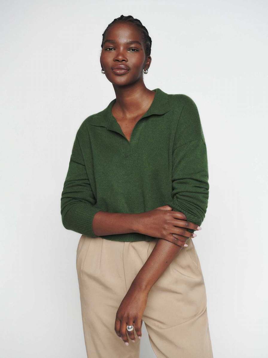 Women's Reformation Cashmere Sweater Dark Green | USA-042716