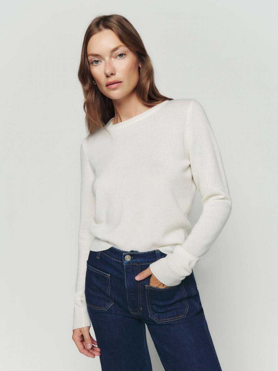 Women's Reformation Cashmere Sweater White | USA-816235