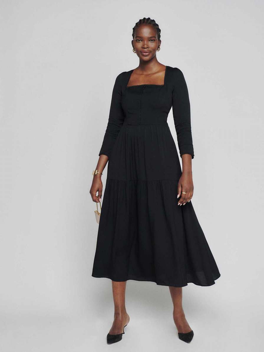 Women's Reformation Chaylyn Dress Black | USA-6583710