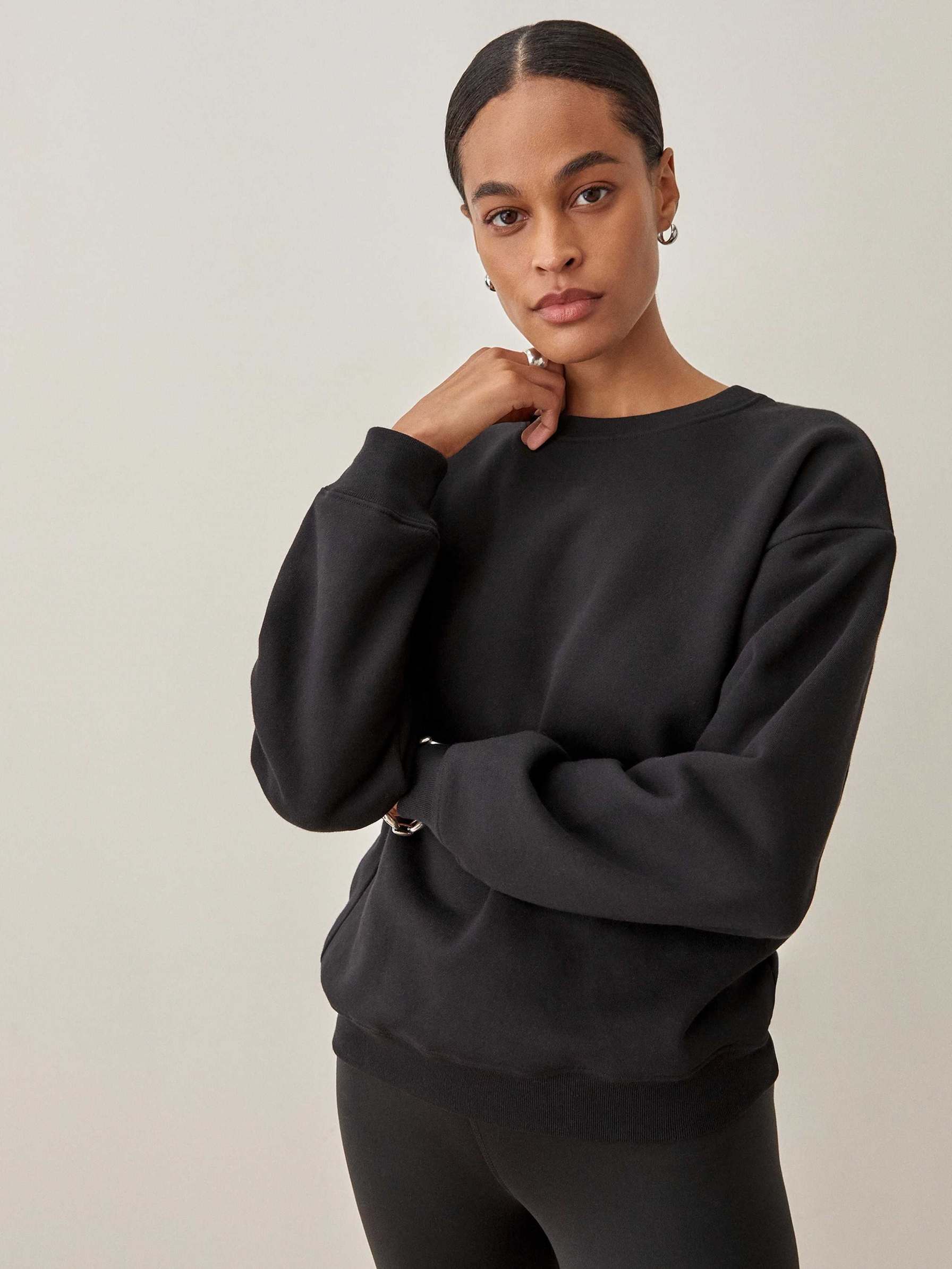 Women's Reformation Classic Sweatshirt Black | USA-062138