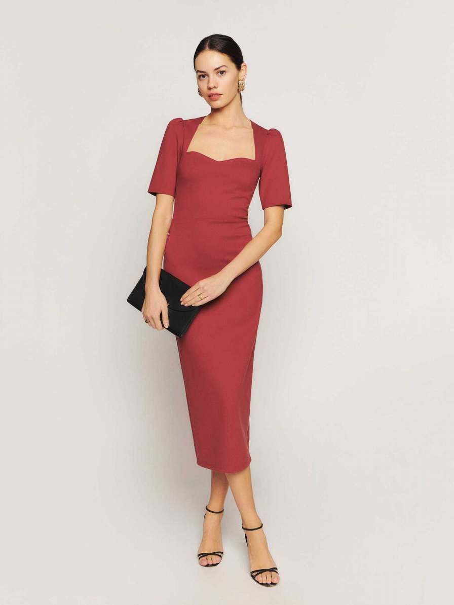 Women's Reformation Clayten Knit Dress Red | USA-6204851