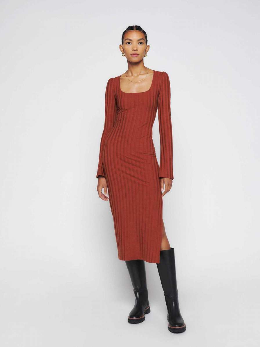 Women's Reformation Clint Knit Dress Red | USA-581403