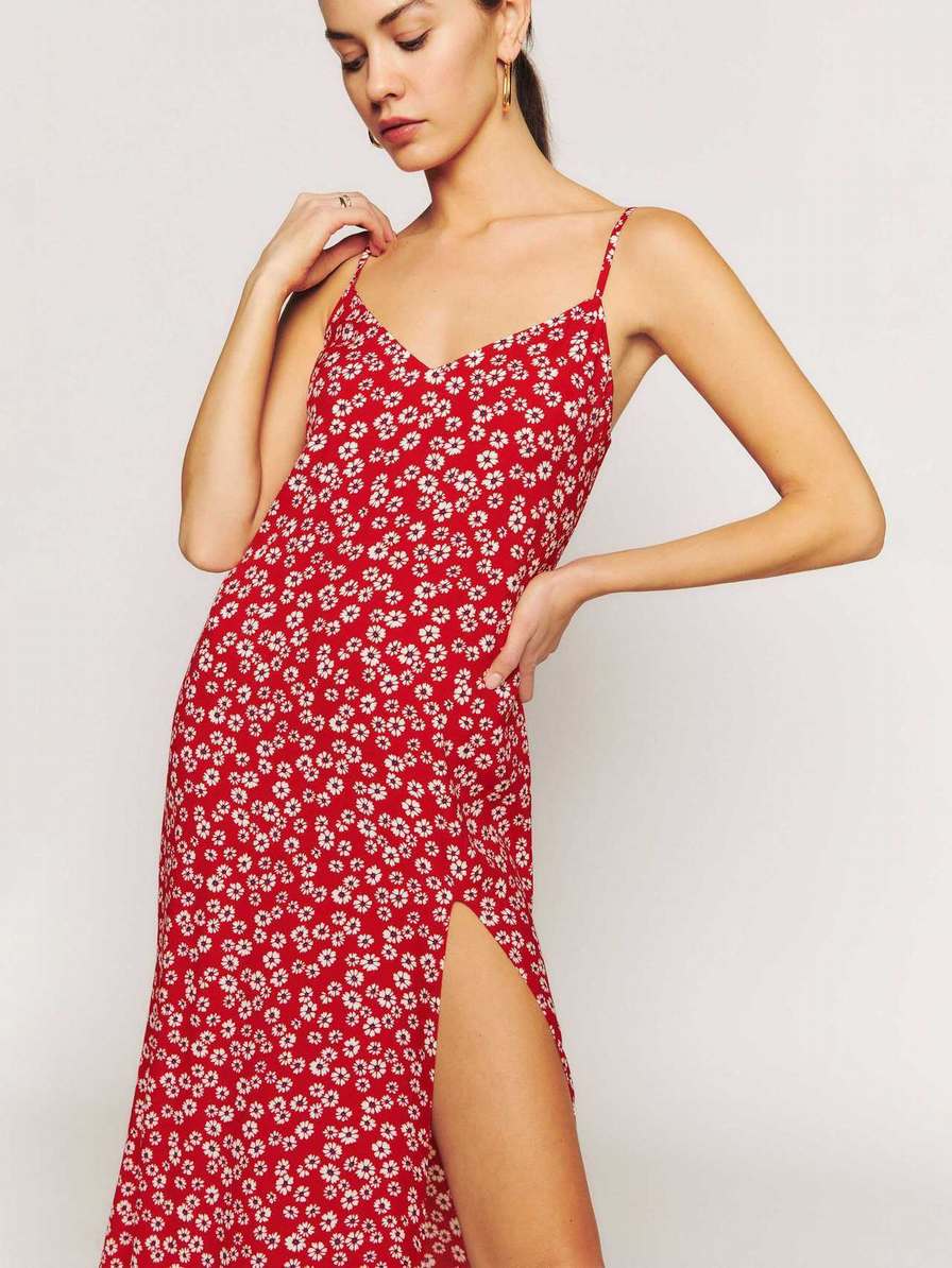 Women's Reformation Crimini Dress Red / Flower | USA-573204