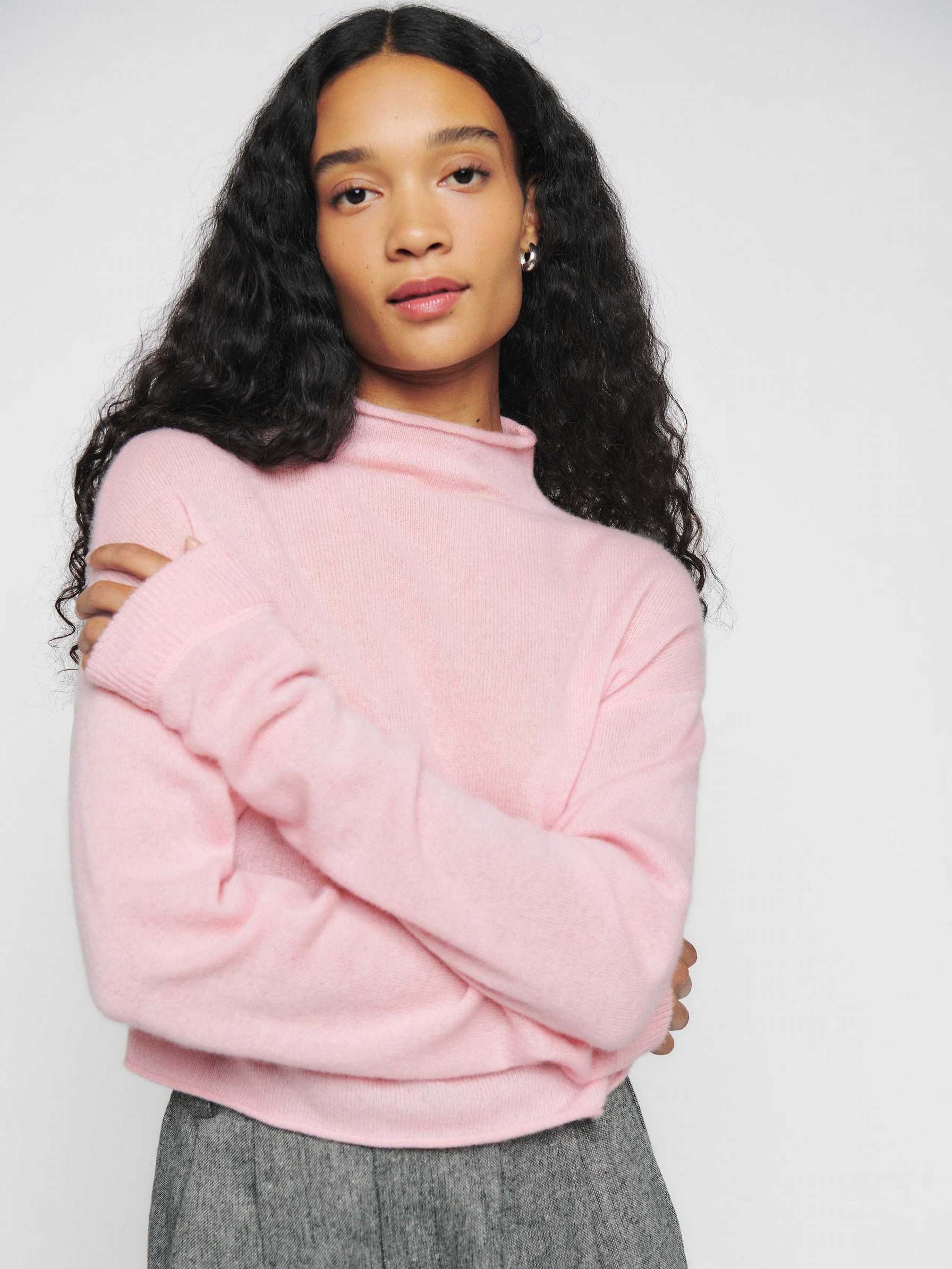 Women's Reformation Cropped Cashmere Sweater Pink | USA-712058