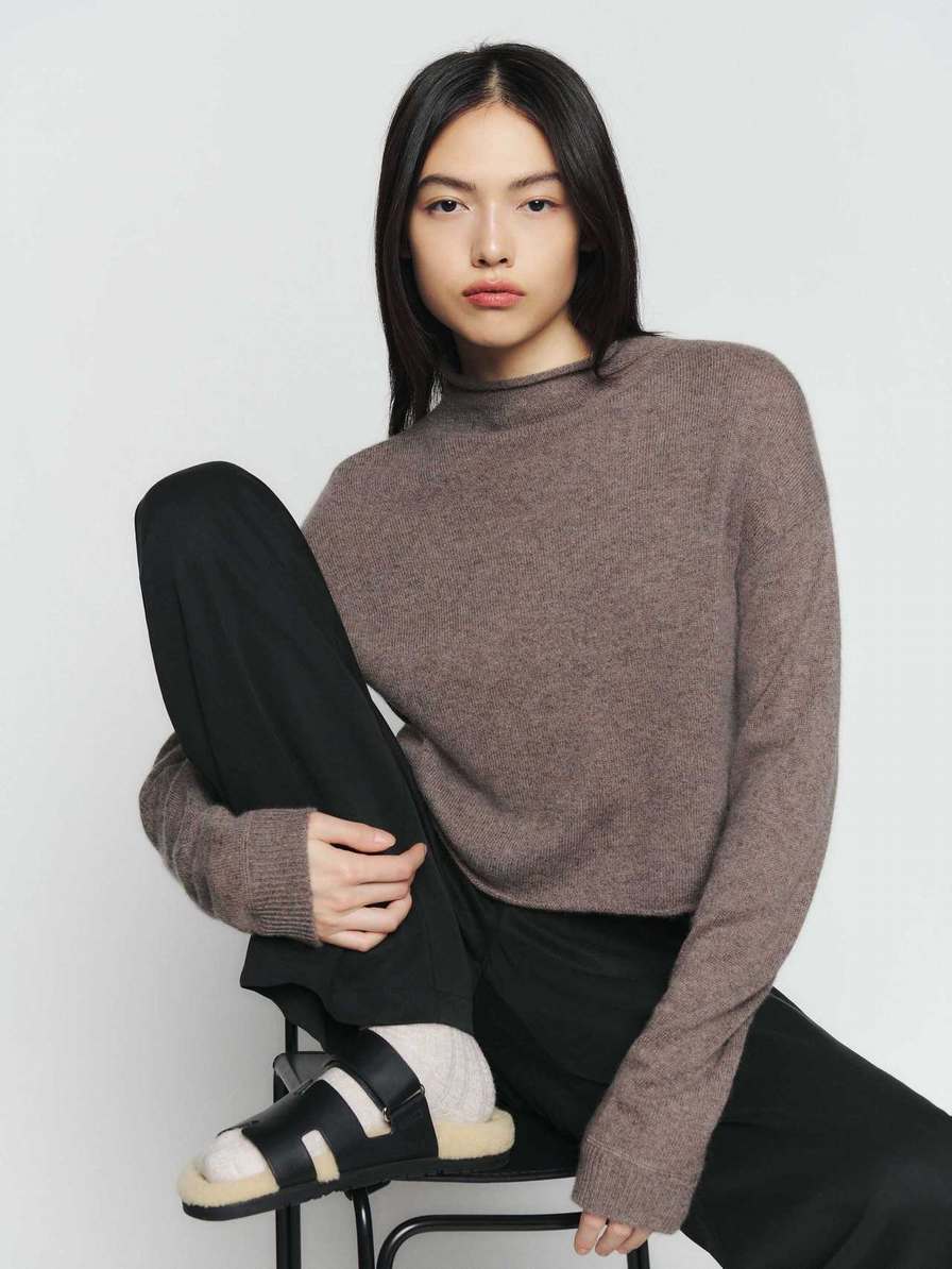 Women's Reformation Cropped Cashmere Sweater Light Grey | USA-857624