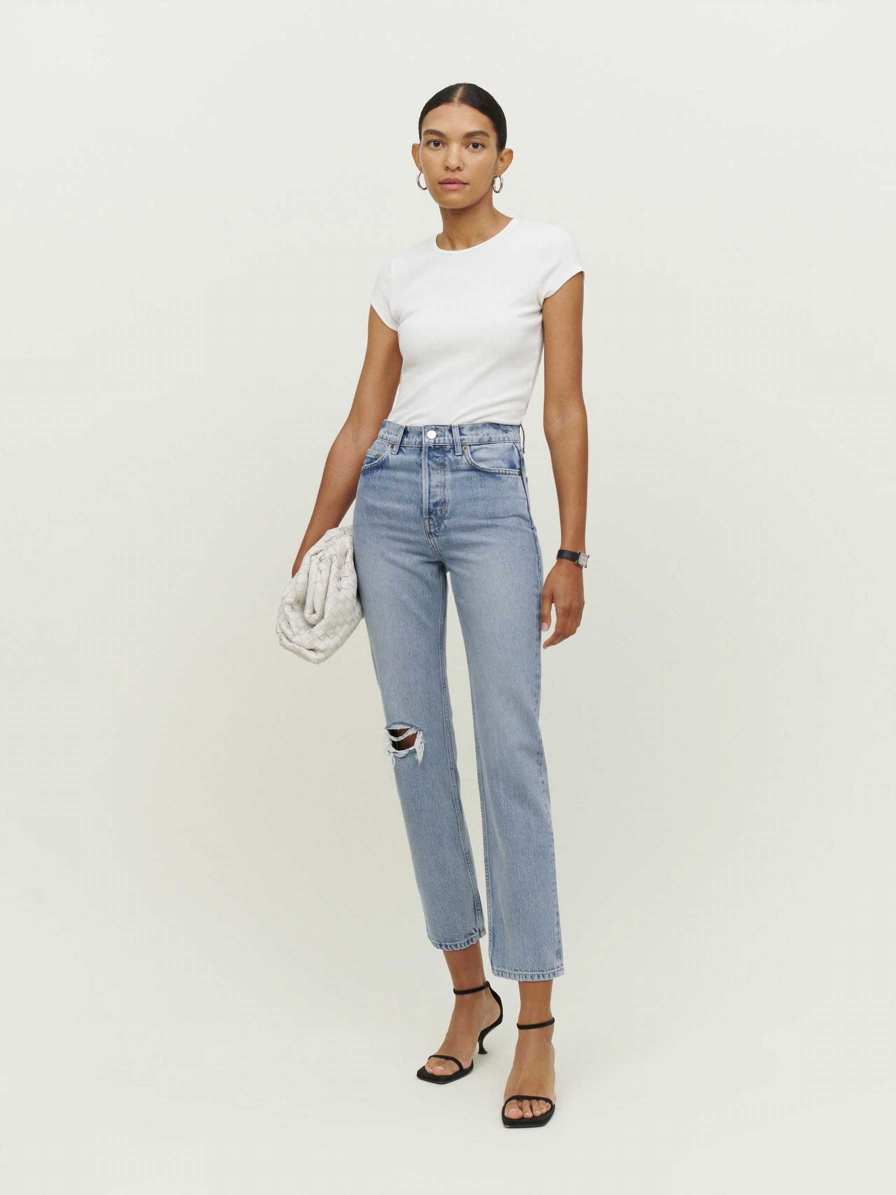 Women's Reformation Cynthia High Rise Straight Jeans Light Blue | USA-281374