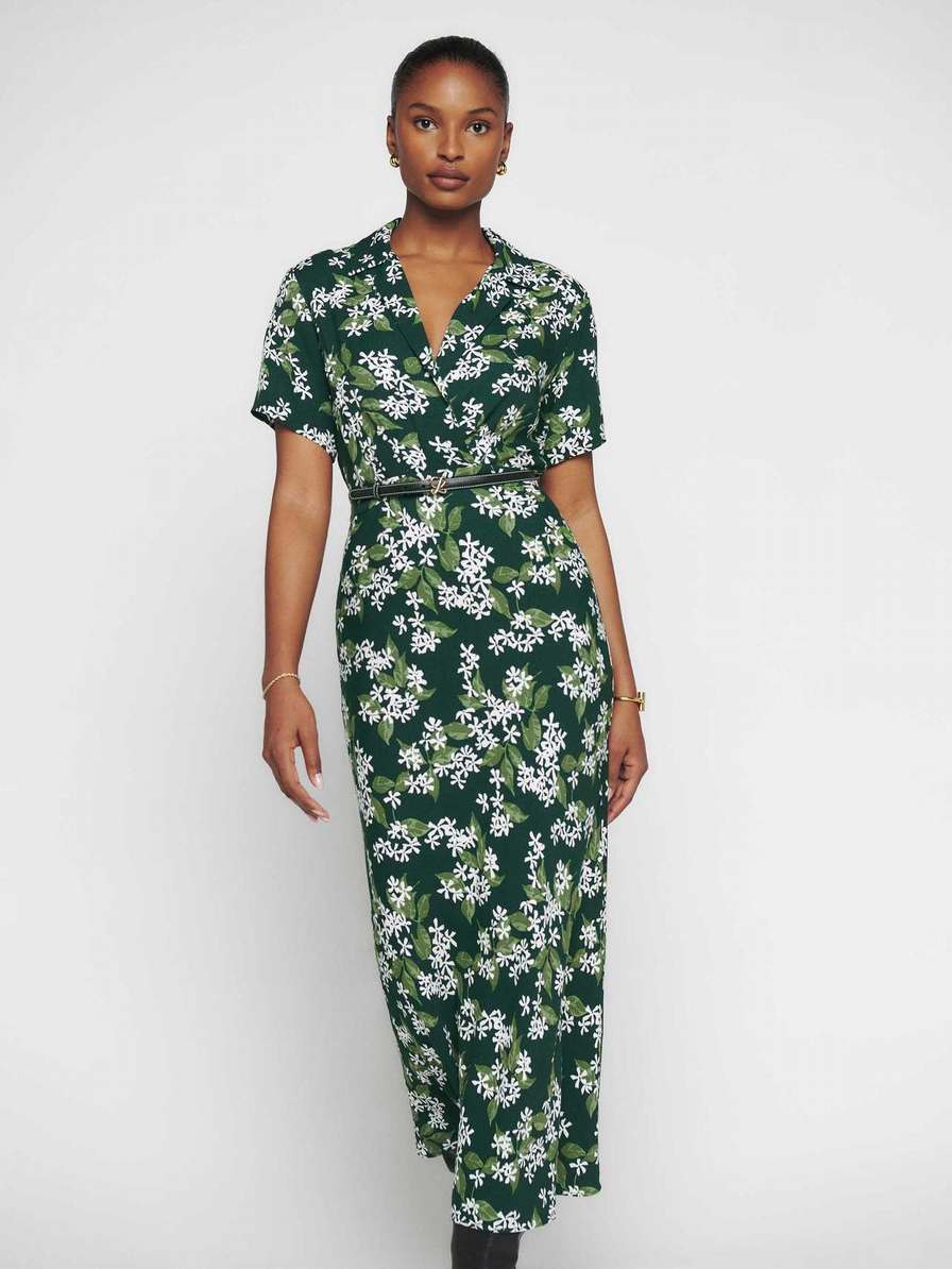 Women's Reformation Danika Dress Dark Green | USA-325740