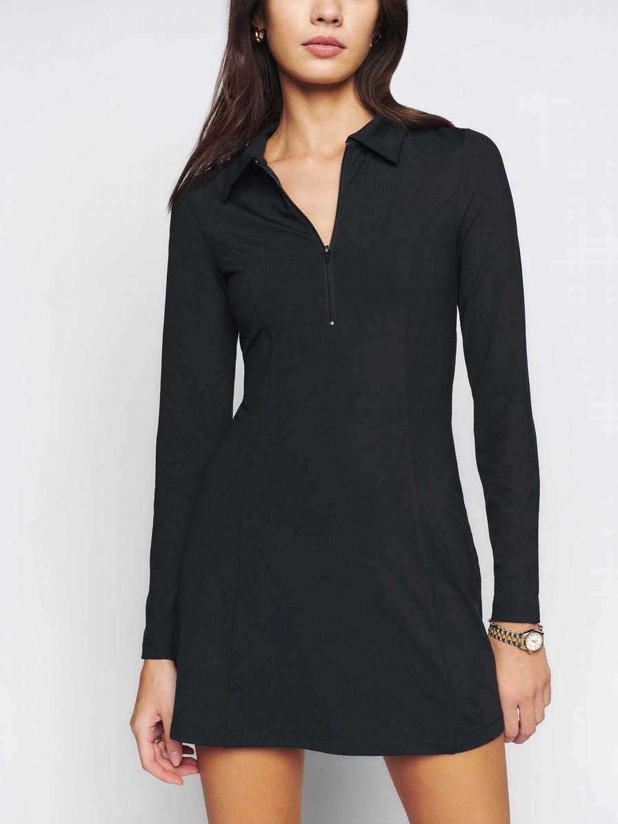 Women's Reformation Desirae Ecostretch Dress Black | USA-6538127