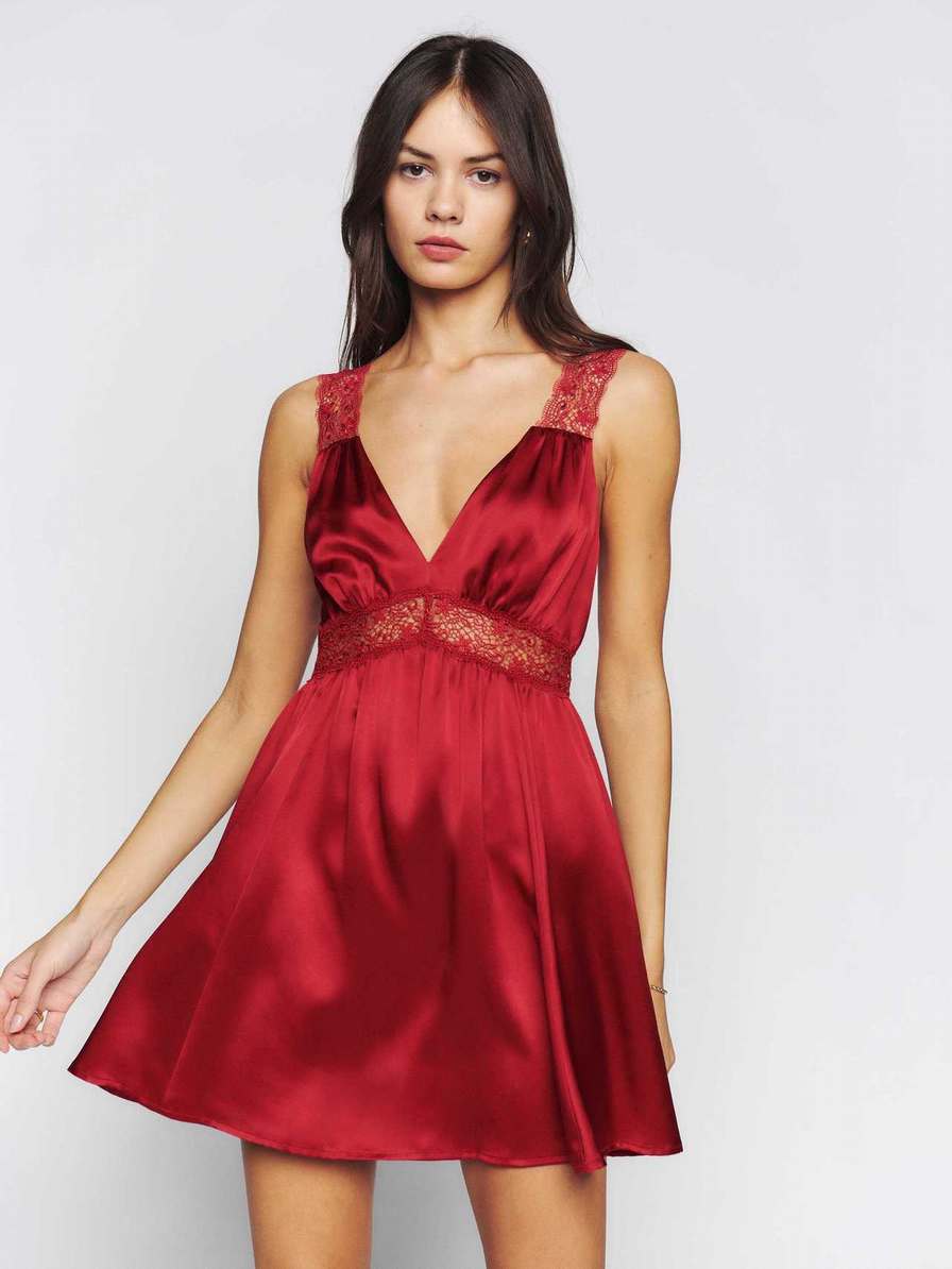 Women's Reformation Elina Silk Dress Red | USA-548602