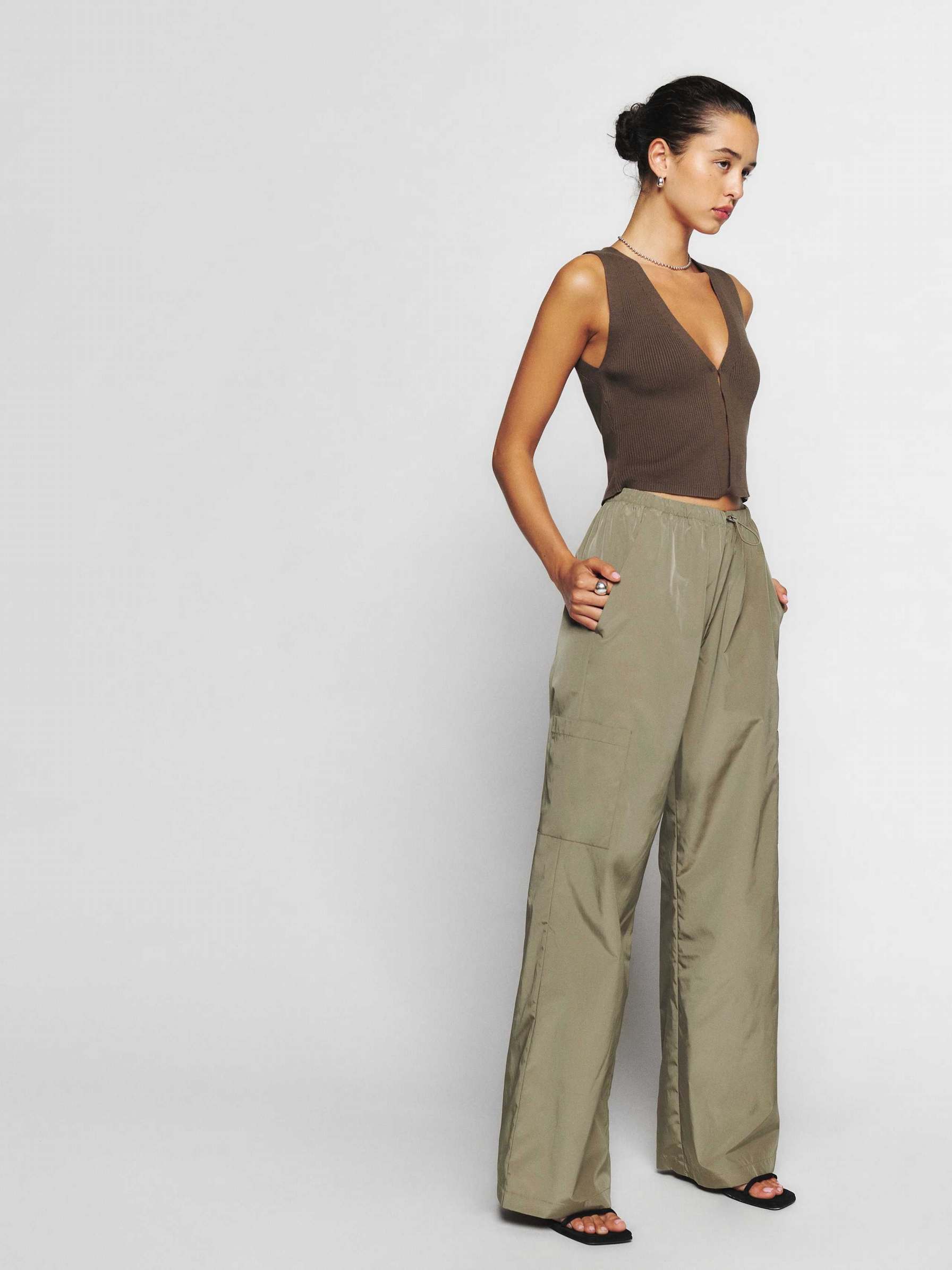 Women's Reformation Emberly Pants Light Green | USA-425167