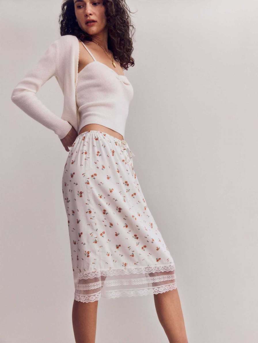 Women's Reformation Emery Skirts White | USA-0763851