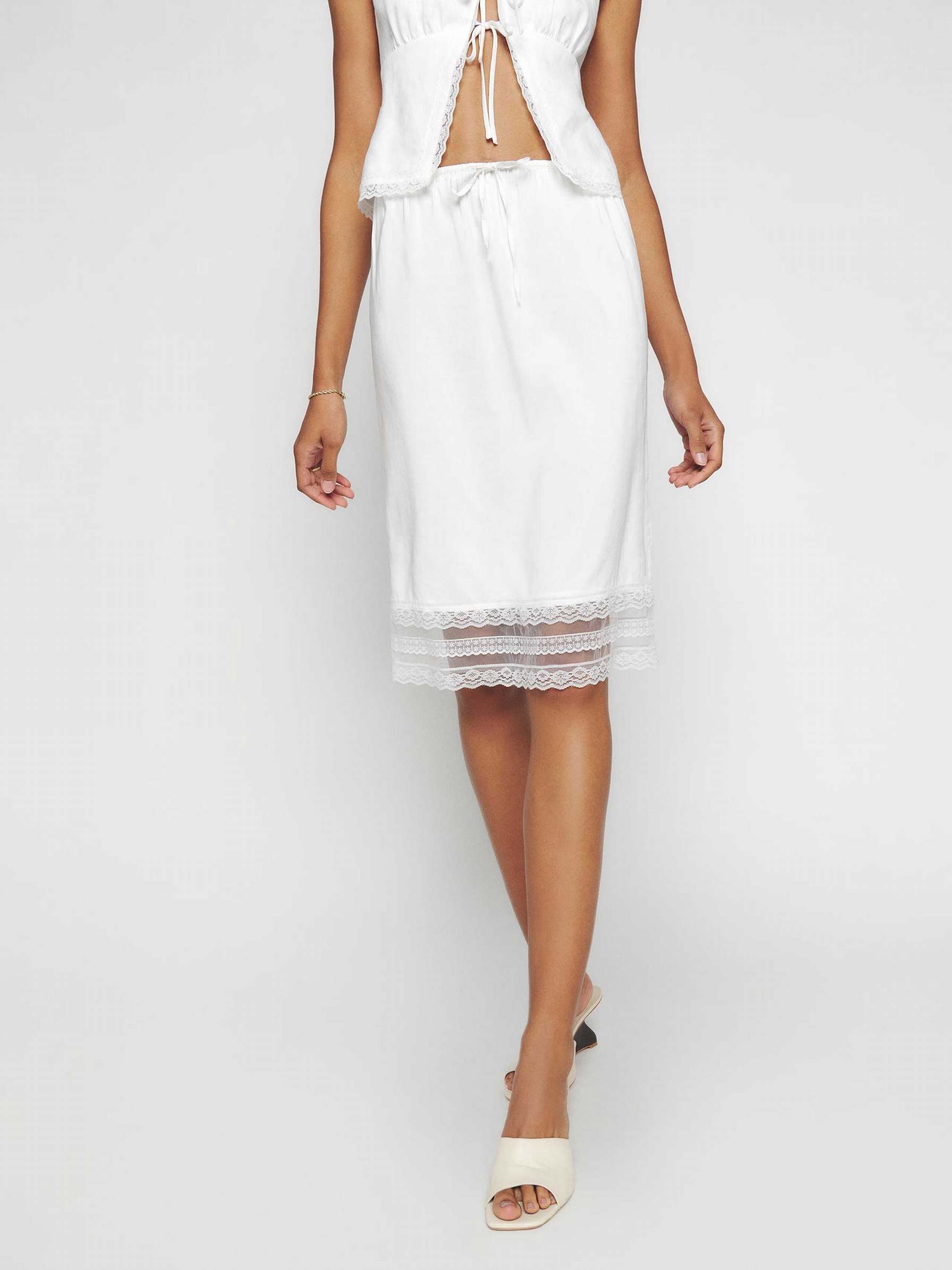 Women's Reformation Emery Skirts White | USA-823045