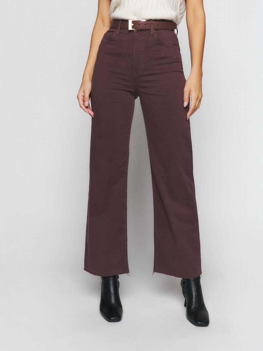 Women's Reformation Emma High Rise Wide Leg Jeans Coffee | USA-6082453