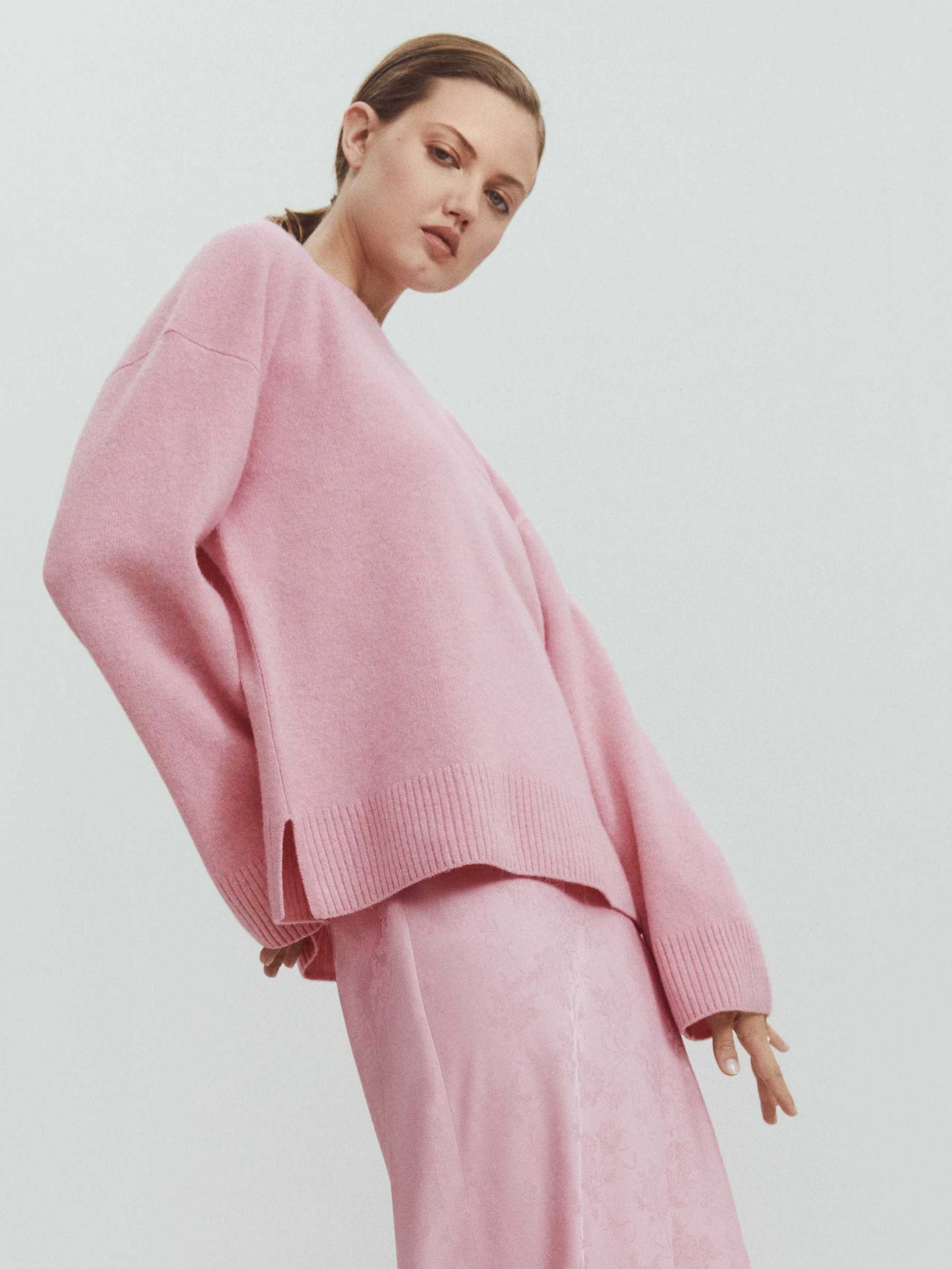 Women's Reformation Enda Regenerative Wool Sweater Pink | USA-872603