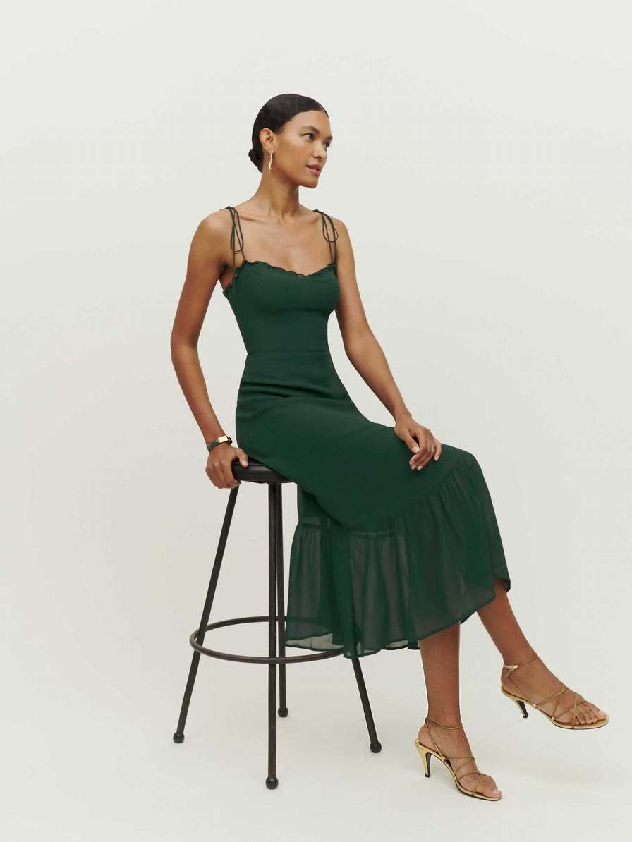 Women's Reformation Enya Dress Black Green | USA-281546